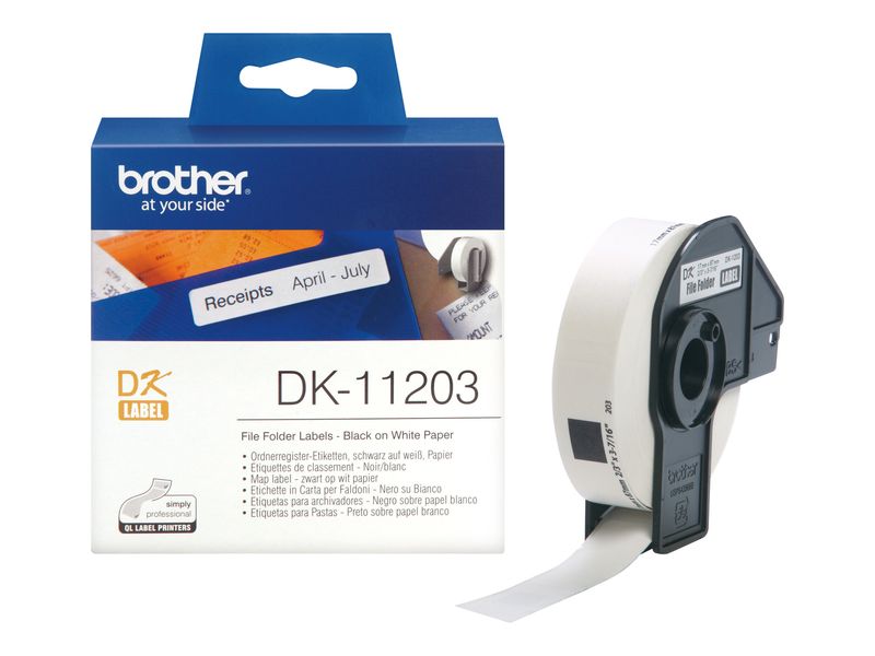 Оригинална лента с етикети черен текст на бял фон за принтери и печатащи устройства на Brother QL-560 DK11203. Ниски цени, прецизно изпълнение, високо качество.
