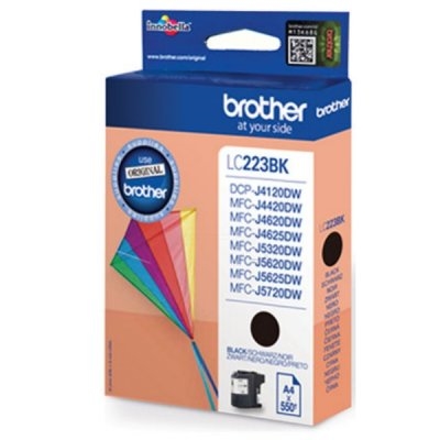 Оригинална мастилена касета (глава, патрон, мастилница) за принтери и печатащи устройства на Brother DCP-J4120DW LC223BK. Ниски цени, прецизно изпълнение, високо качество.