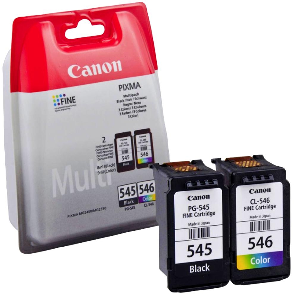 Комплект оригинални мастилени касети за принтери и печатащи устройства на Canon Pixma MG2450 multi Pack PG-545Bk/CL-546. Ниски цени, прецизно изпълнение, високо качество.