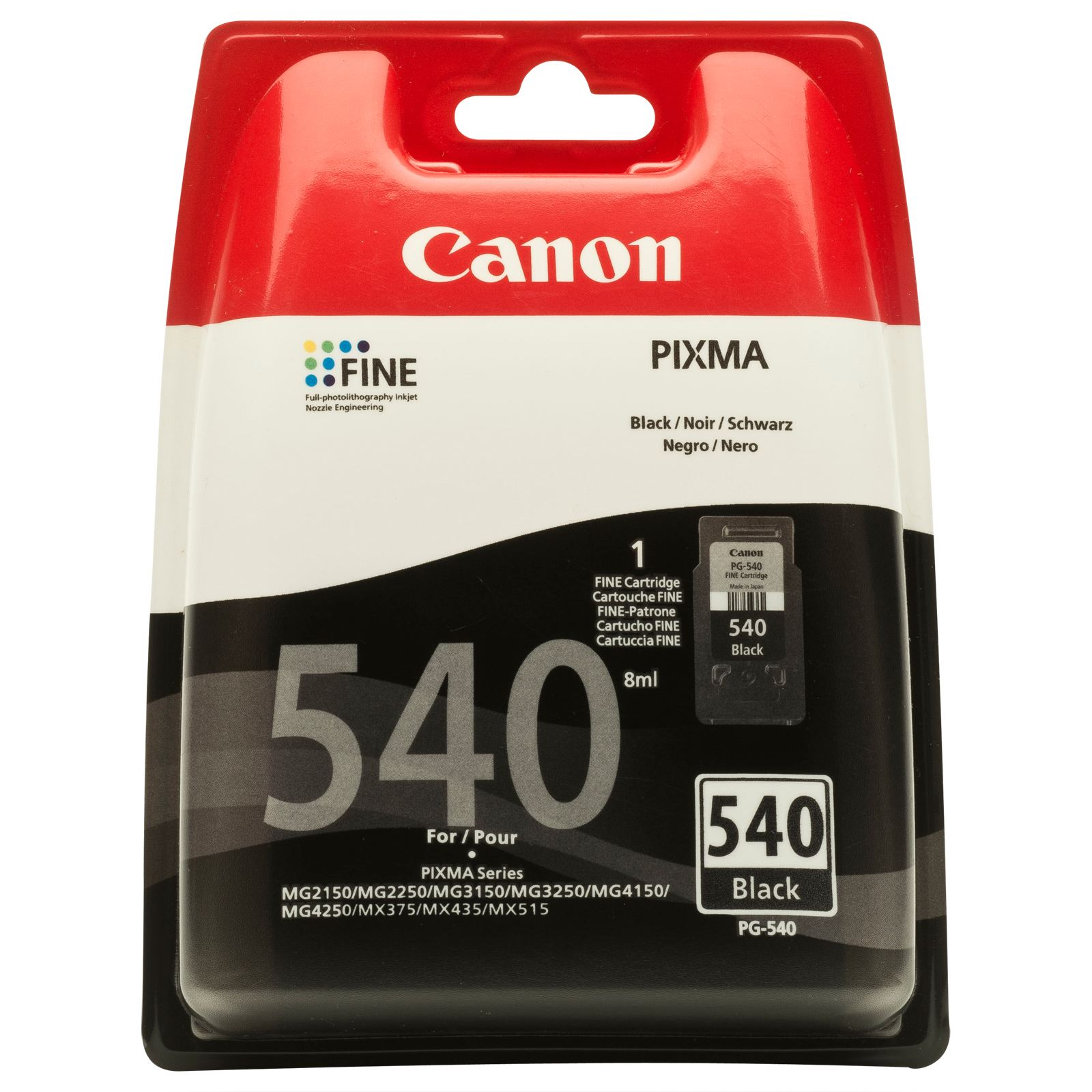 Оригинална мастилена касета (глава, патрон, мастилница) за принтери и печатащи устройства на Canon Pixma MG2150 PG-540. Ниски цени, прецизно изпълнение, високо качество.