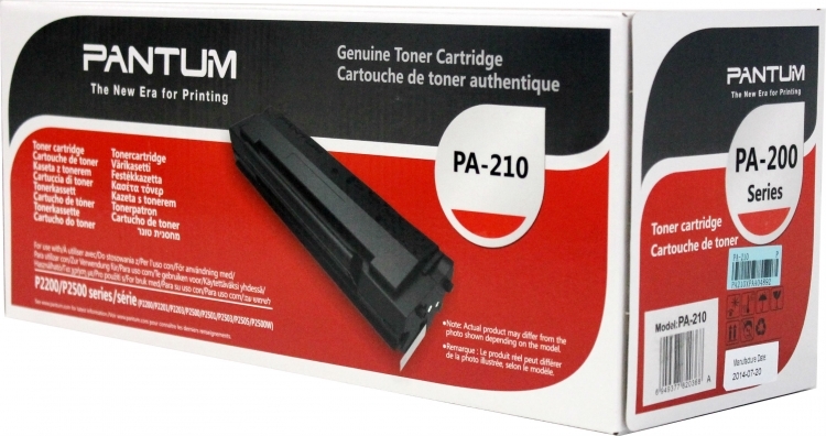 Оригинална тонер касета за принтери и печатащи устройства на Pantum 2500 PA-210EV. Ниски цени, прецизно изпълнение, високо качество.