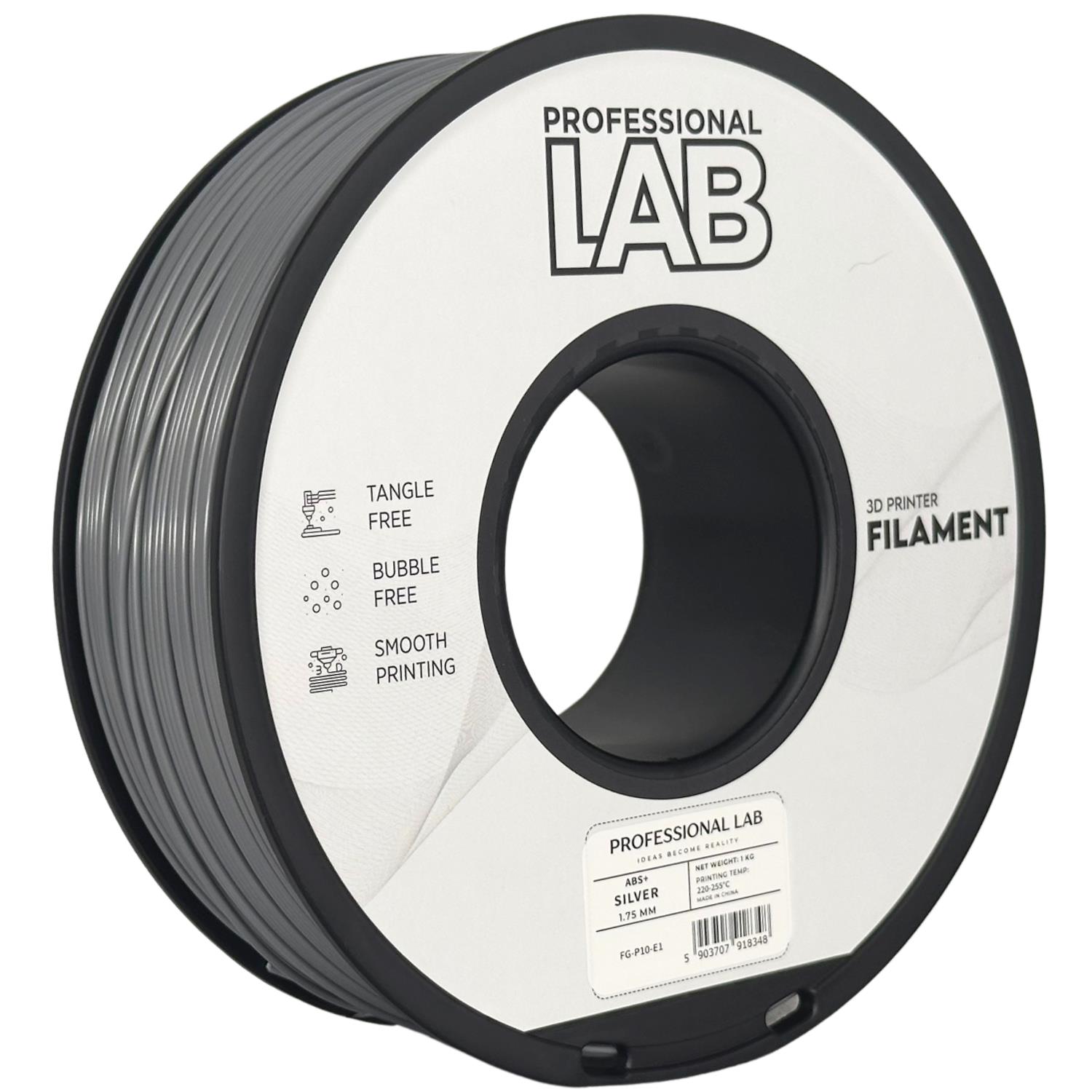 филамент за 3D принтери за принтери и печатащи устройства на 3D print Filament филамент за 3D принтери ABS+ 1кг. silver, сив ABS+ silver, Prof. Lab. Ниски цени, прецизно изпълнение, високо качество.