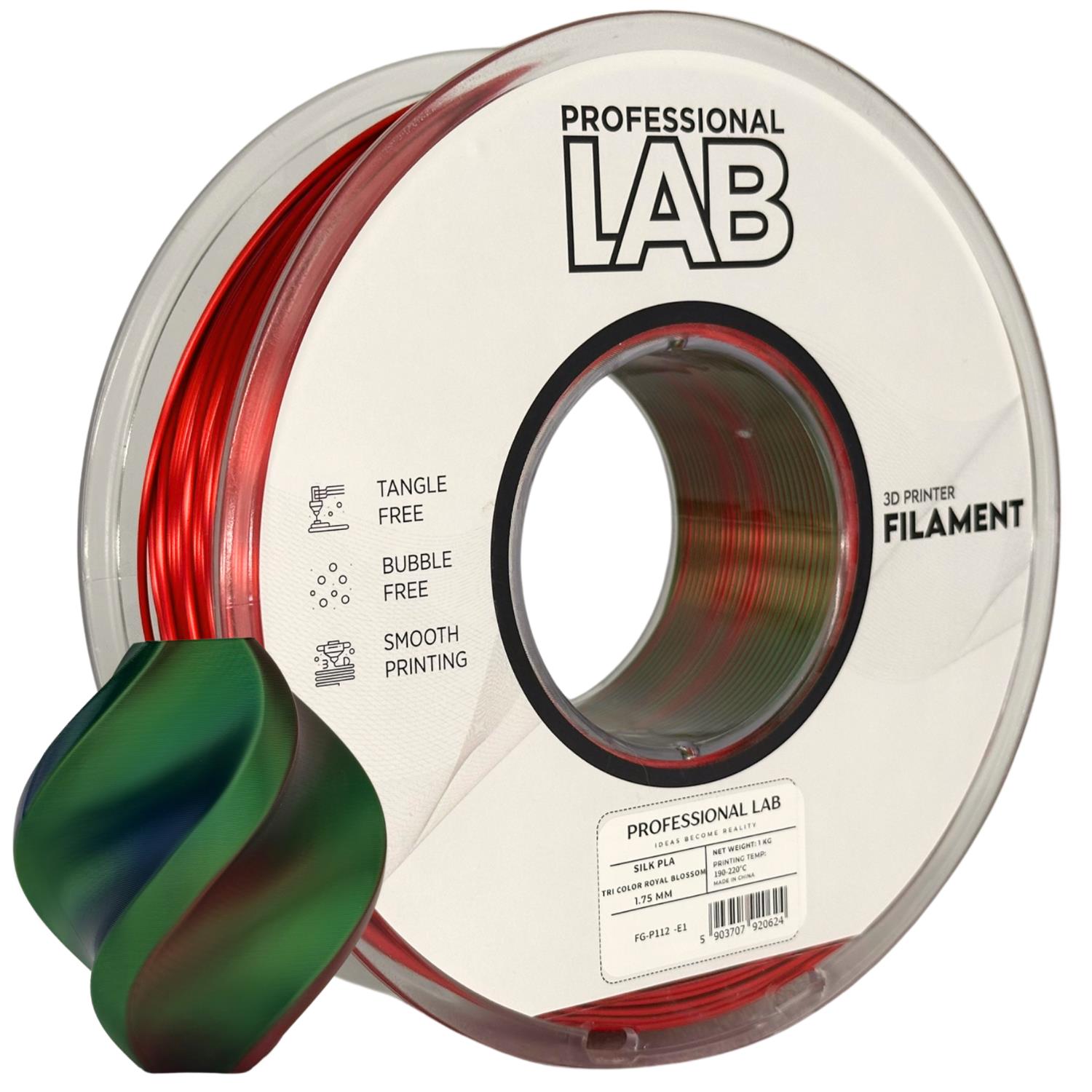 филамент за 3D принтери за принтери и печатащи устройства на 3D print Filament филамент за 3D принтери Silk PLA Tri Color Royal Blossom 1кг цветен Silk PLA Tri Color Royal Blossom, Prof. Lab. Ниски цени, прецизно изпълнение, високо качество.