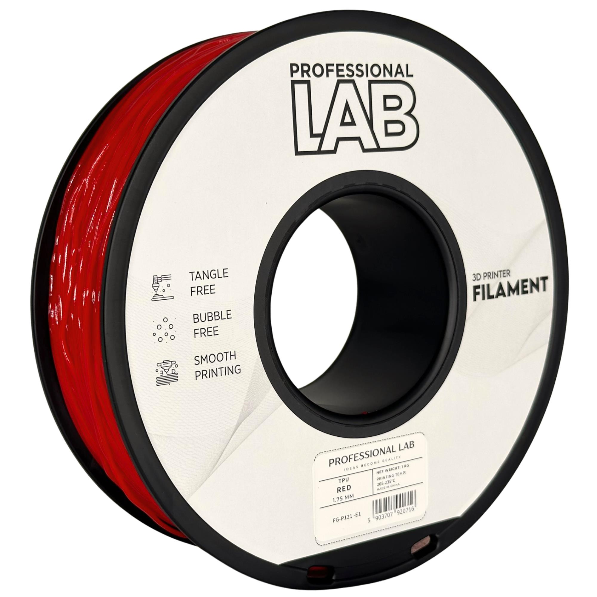 филамент за 3D принтери за принтери и печатащи устройства на 3D print Filament филамент за 3D принтери TPU red 1кг червен TPU red, Prof. Lab. Ниски цени, прецизно изпълнение, високо качество.