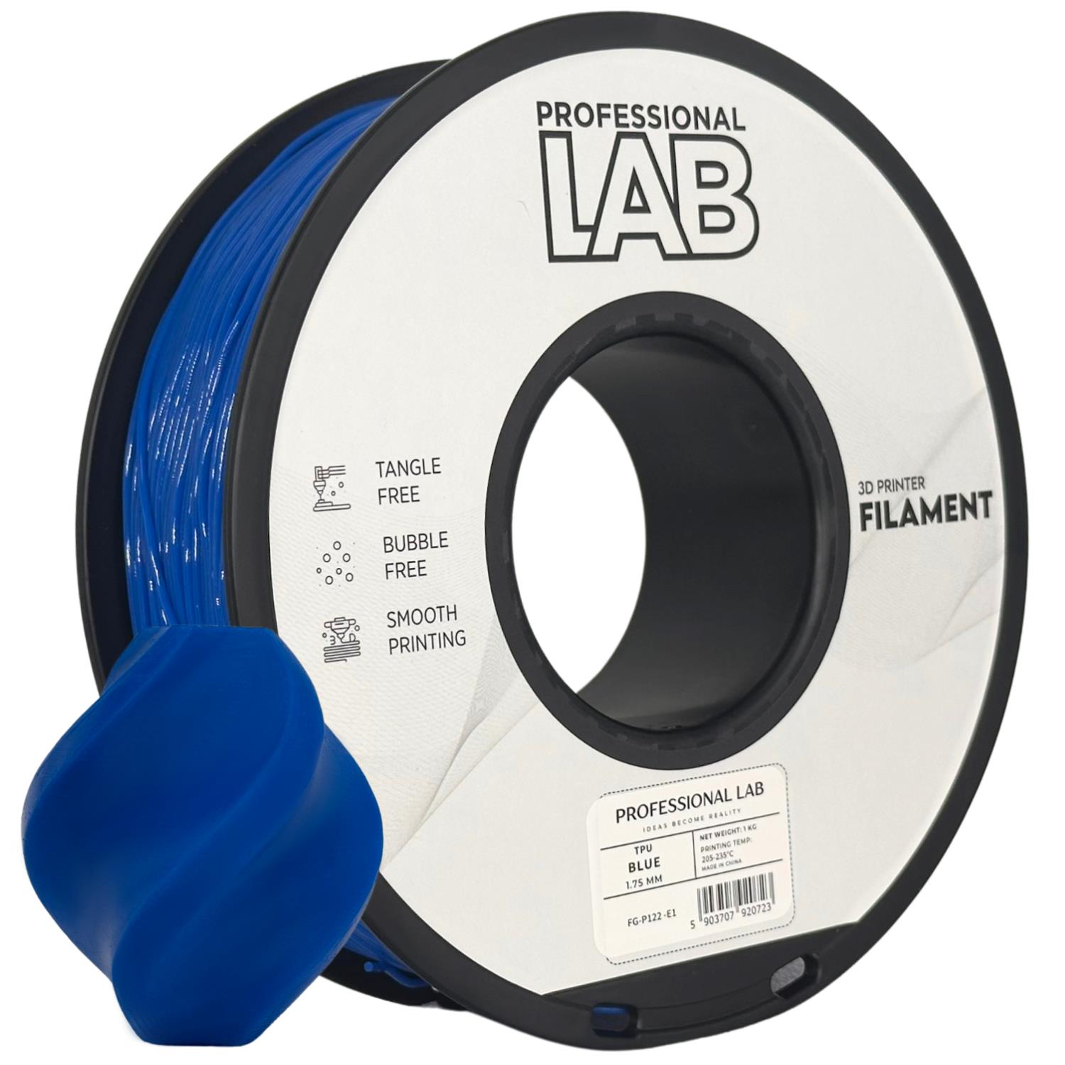 филамент за 3D принтери за принтери и печатащи устройства на 3D print Filament филамент за 3D принтери TPU blue 1кг тъмно син TPU blue, Prof. Lab. Ниски цени, прецизно изпълнение, високо качество.