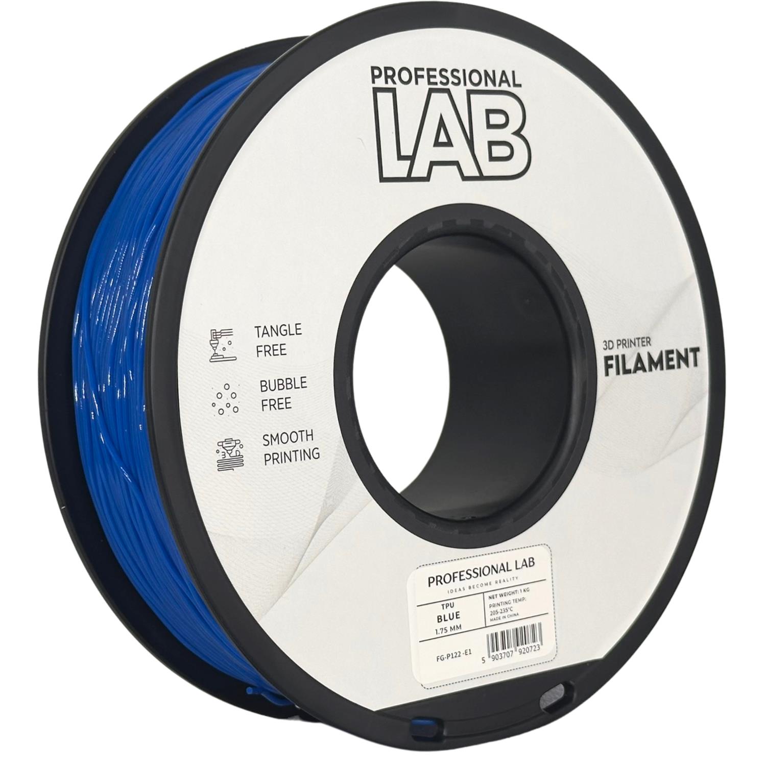 филамент за 3D принтери за принтери и печатащи устройства на 3D print Filament филамент за 3D принтери TPU blue 1кг тъмно син TPU blue, Prof. Lab.  цнимка 2.