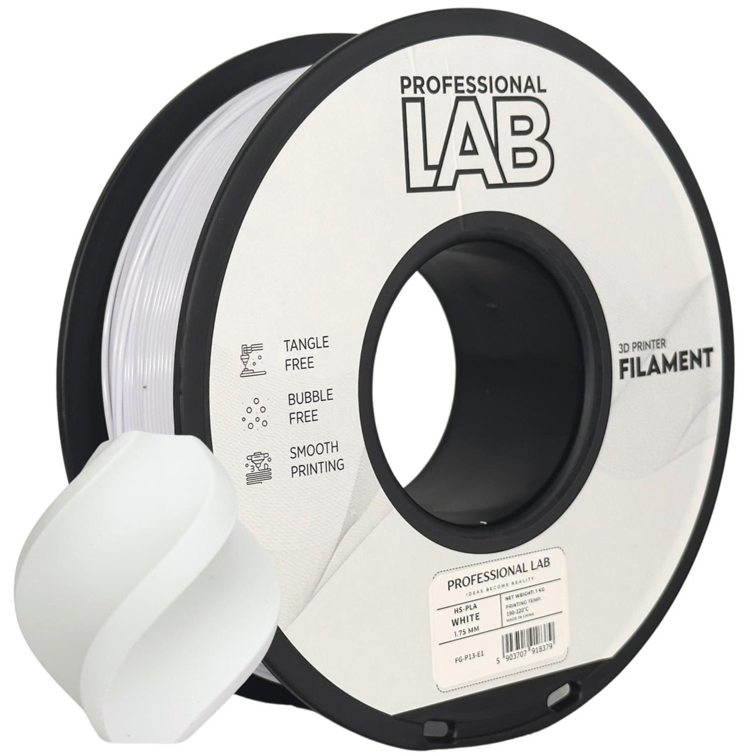 филамент за 3D принтери за принтери и печатащи устройства на 3D print Filament филамент за 3D принтери HS-PLA white 1кг бял HS-PLA white, Prof. Lab. Ниски цени, прецизно изпълнение, високо качество.
