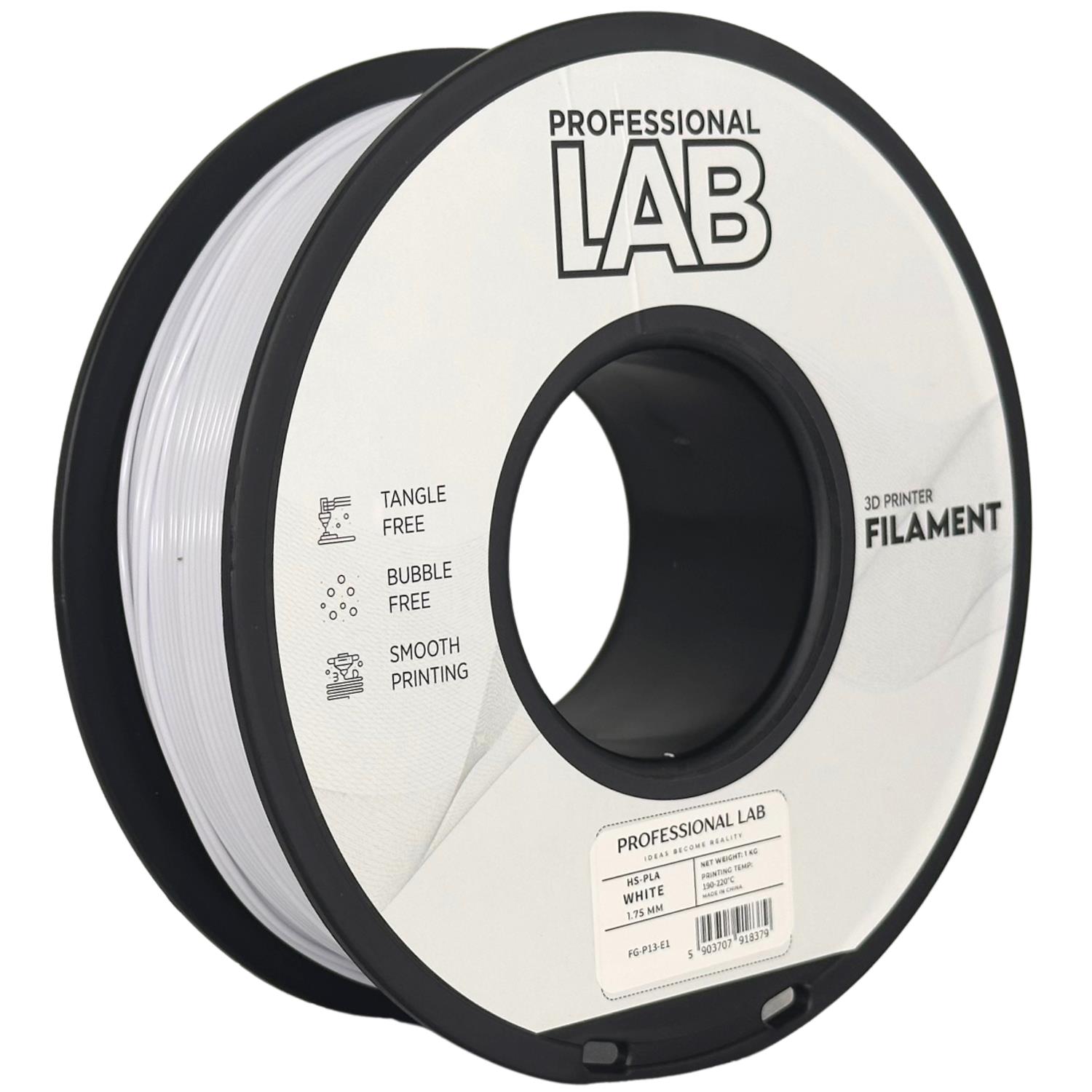филамент за 3D принтери за принтери и печатащи устройства на 3D print Filament филамент за 3D принтери HS-PLA white 1кг бял HS-PLA white, Prof. Lab.  цнимка 2.