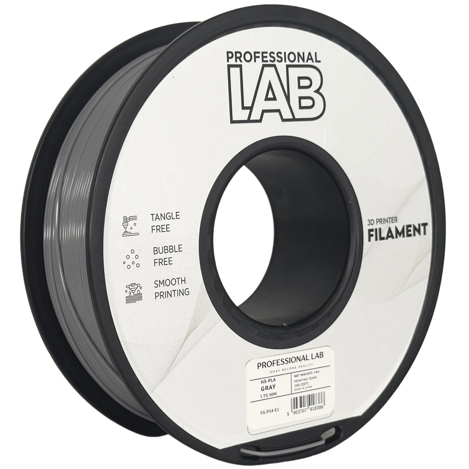филамент за 3D принтери за принтери и печатащи устройства на 3D print Filament филамент за 3D принтери HS-PLA gray 1кг сив HS-PLA gray, Prof. Lab.  цнимка 2.
