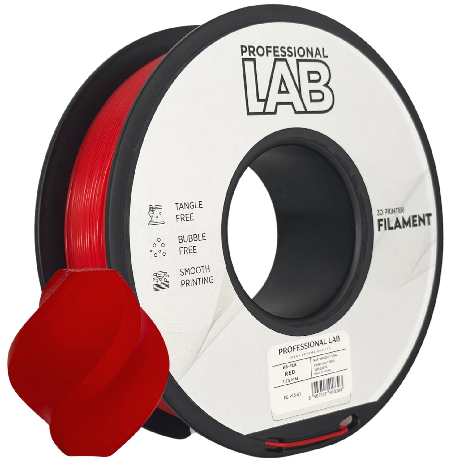 филамент за 3D принтери за принтери и печатащи устройства на 3D print Filament филамент за 3D принтери HS-PLA red 1кг червен HS-PLA red, Prof. Lab. Ниски цени, прецизно изпълнение, високо качество.