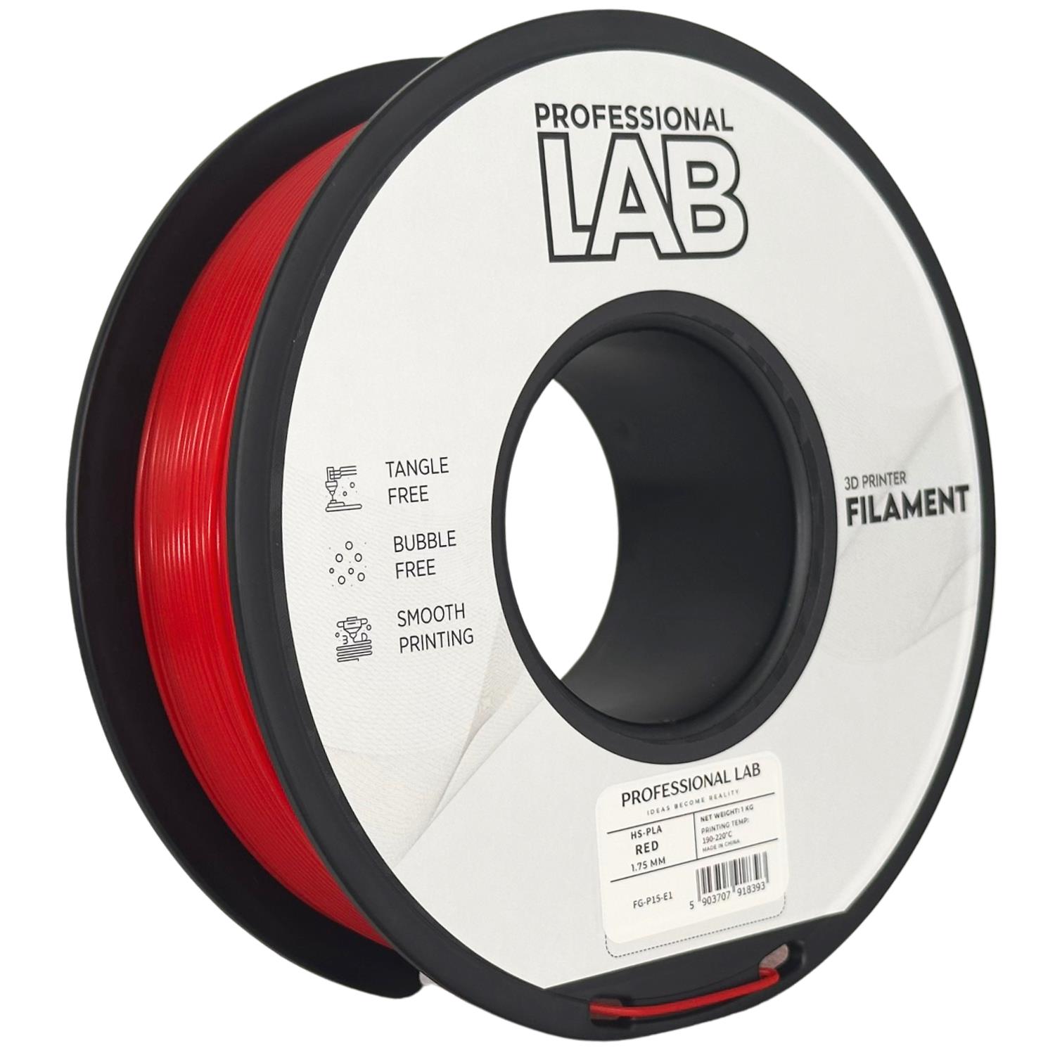 филамент за 3D принтери за принтери и печатащи устройства на 3D print Filament филамент за 3D принтери HS-PLA red 1кг червен HS-PLA red, Prof. Lab.  цнимка 2.