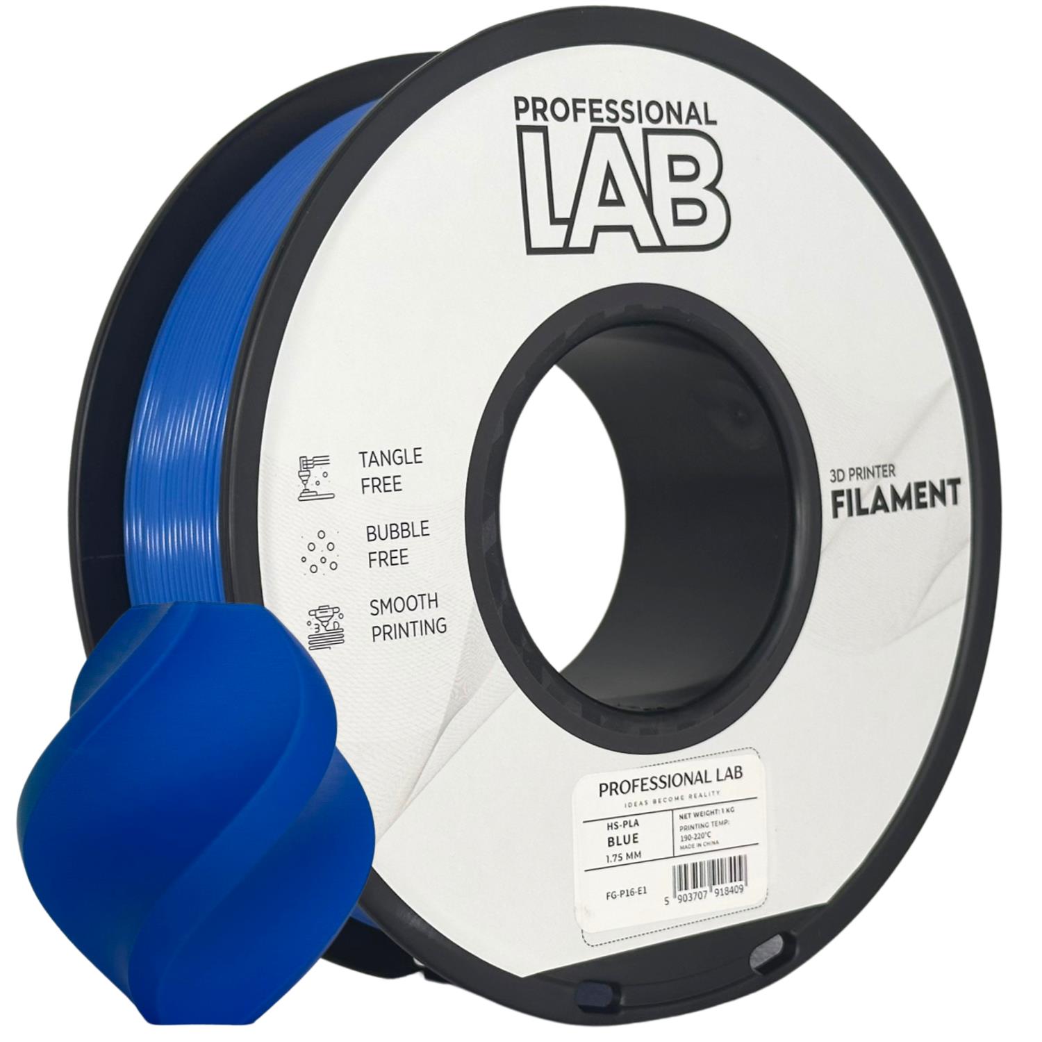 филамент за 3D принтери за принтери и печатащи устройства на 3D print Filament филамент за 3D принтери HS-PLA blue 1кг. син HS-PLA blue, Prof. Lab. Ниски цени, прецизно изпълнение, високо качество.