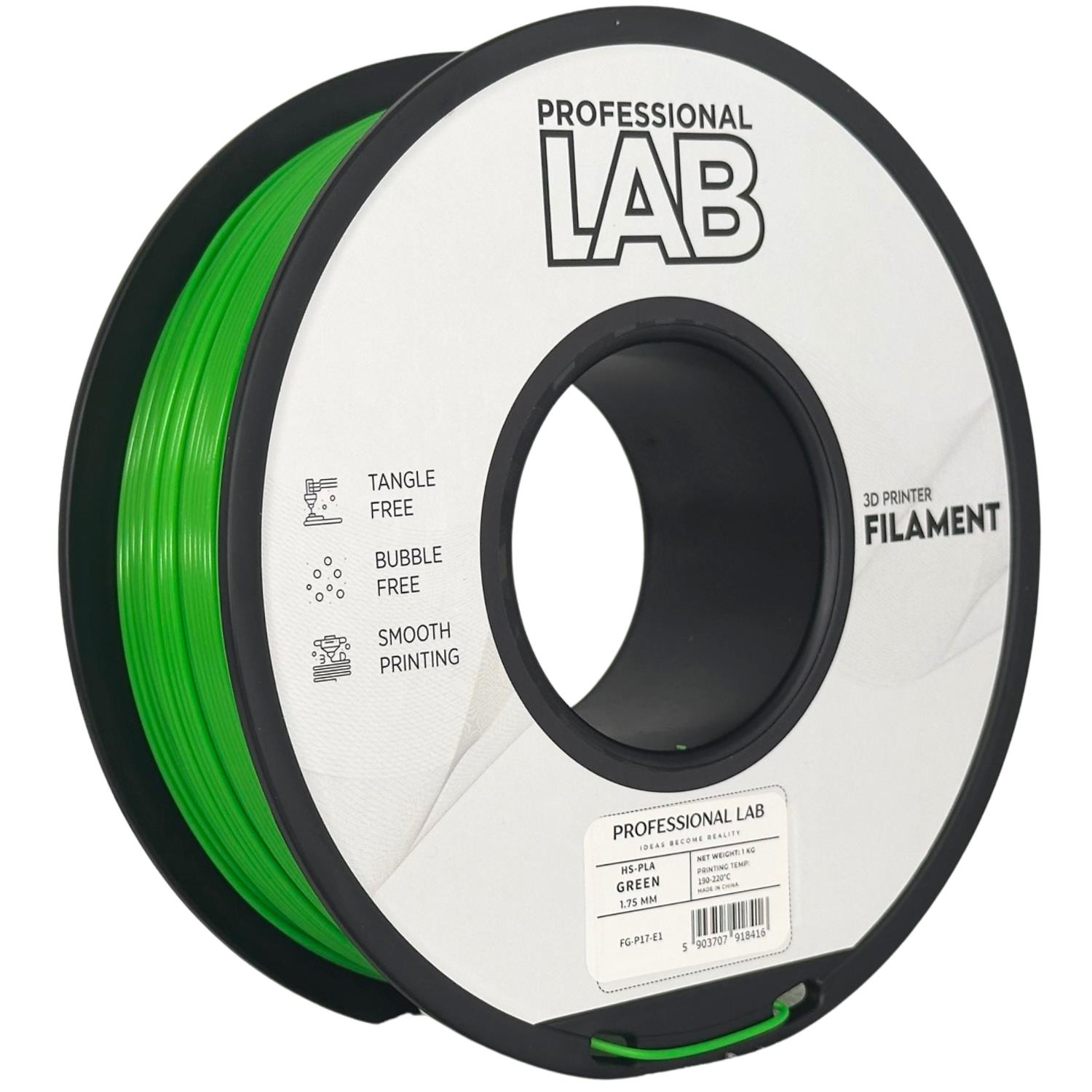 филамент за 3D принтери за принтери и печатащи устройства на 3D print Filament филамент за 3D принтери HS-PLA green 1kg зелен HS-PLA green, Prof. Lab.  цнимка 2.