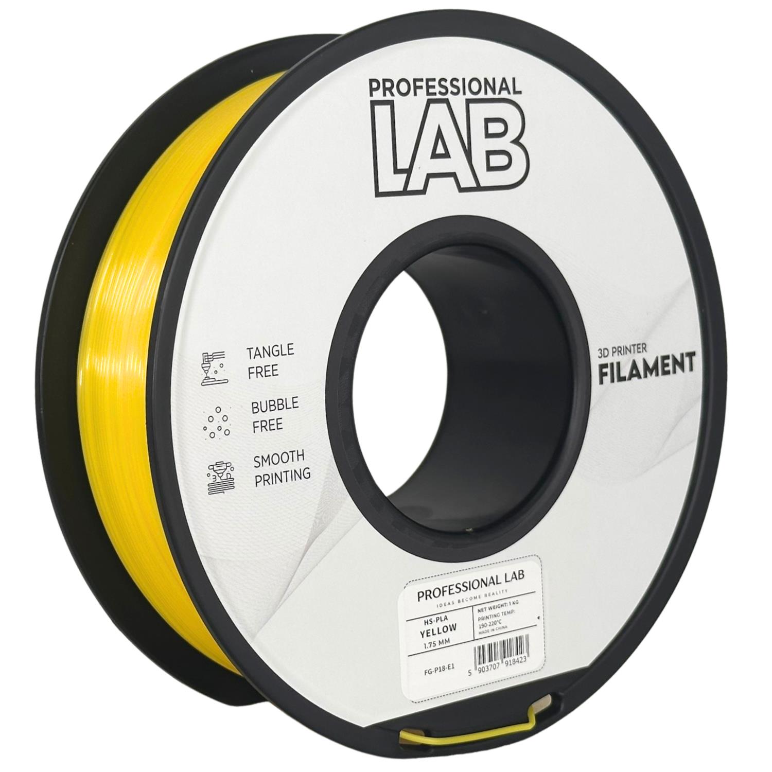 филамент за 3D принтери за принтери и печатащи устройства на 3D print Filament филамент за 3D принтери HS-PLA yellow 1кг. жълт HS-PLA yellow, Prof. Lab.  цнимка 2.