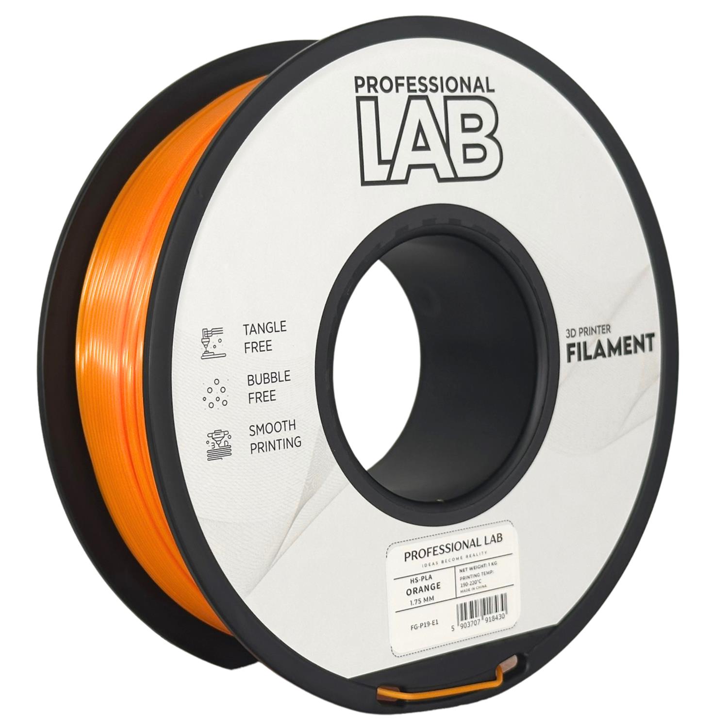 филамент за 3D принтери за принтери и печатащи устройства на 3D print Filament филамент за 3D принтери HS-PLA orange 1кг оранжев HS-PLA orange, Prof. Lab. Ниски цени, прецизно изпълнение, високо качество.