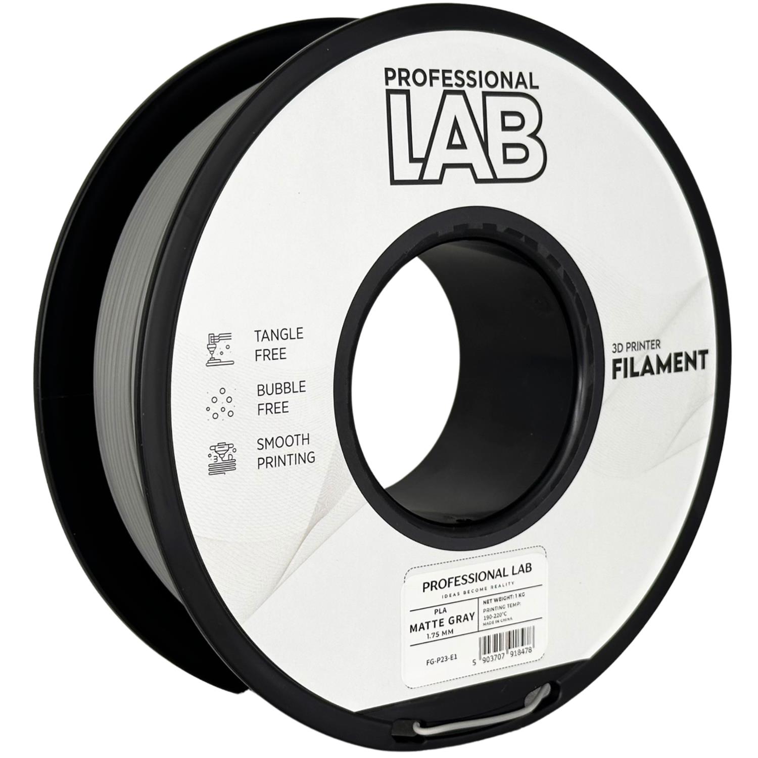 филамент за 3D принтери за принтери и печатащи устройства на 3D print Filament филамент за 3D принтери PLA matte gray 1кг сив PLA matte gray, Prof. Lab.  цнимка 2.