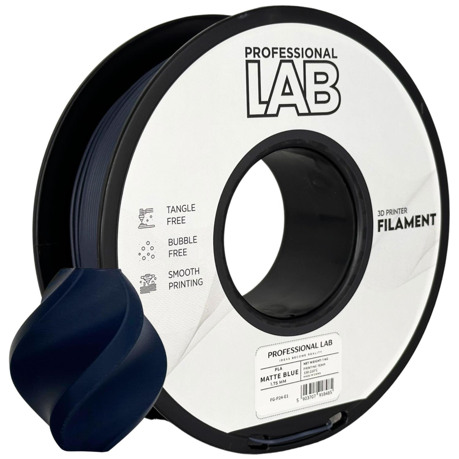 филамент за 3D принтери за принтери и печатащи устройства на 3D print Filament филамент за 3D принтери PLA matte blue 1кг. матово син PLA matte blue, Prof. Lab. Ниски цени, прецизно изпълнение, високо качество.