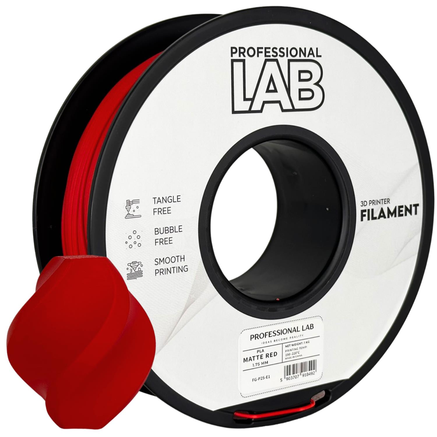 филамент за 3D принтери за принтери и печатащи устройства на 3D print Filament филамент за 3D принтери PLA matte red 1кг матово червен PLA matte red, Prof. Lab. Ниски цени, прецизно изпълнение, високо качество.