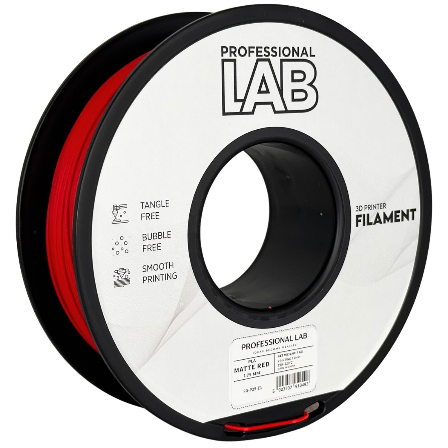 филамент за 3D принтери за принтери и печатащи устройства на 3D print Filament филамент за 3D принтери PLA matte red 1кг матово червен PLA matte red, Prof. Lab.  цнимка 2.