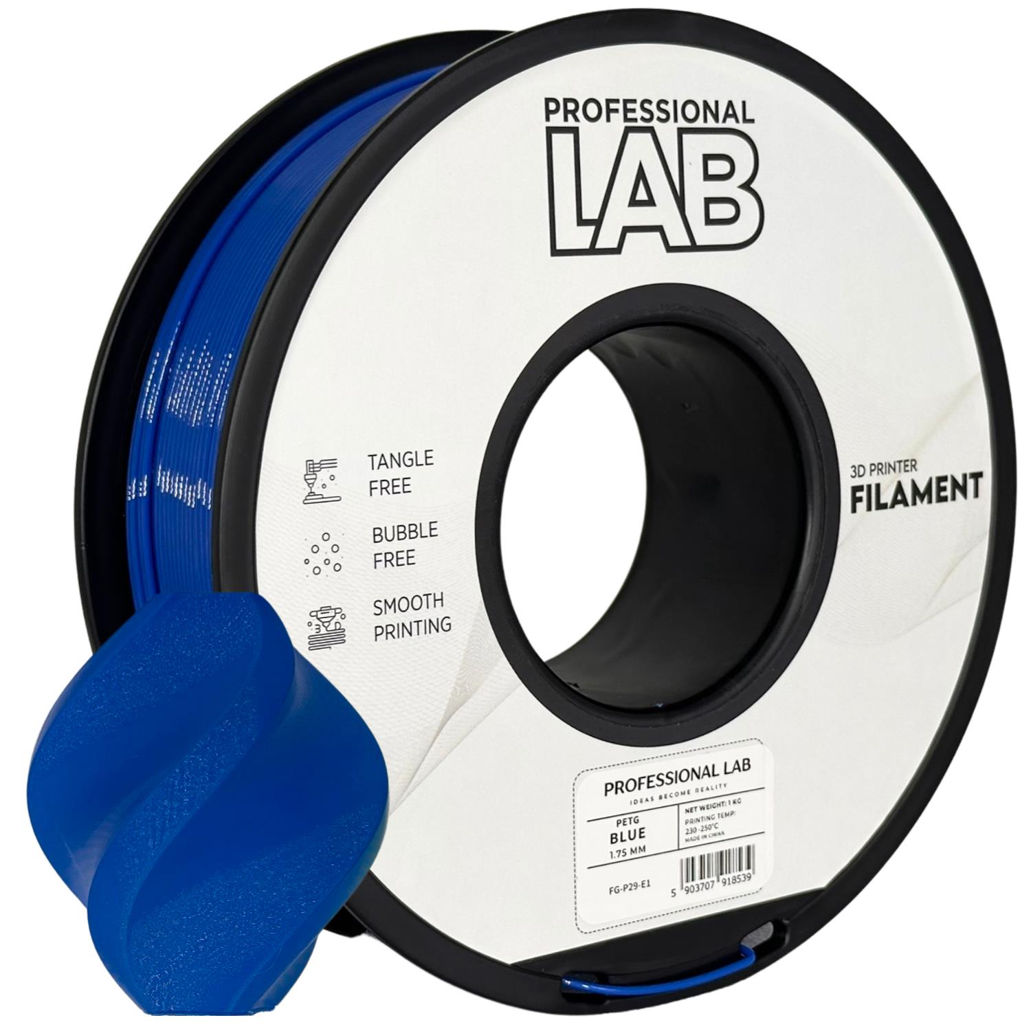филамент за 3D принтери за принтери и печатащи устройства на 3D print Filament филамент за 3D принтери PETG blue 1кг син PETG blue, Prof. Lab. Ниски цени, прецизно изпълнение, високо качество.