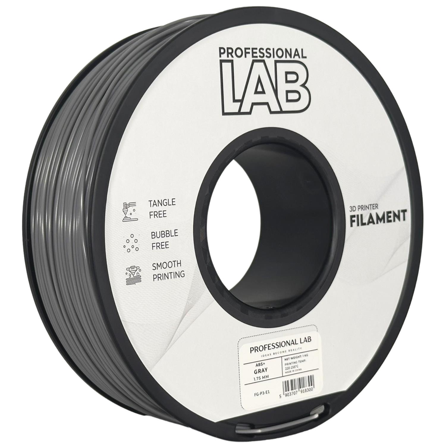 филамент за 3D принтери за принтери и печатащи устройства на 3D print Filament филамент за 3D принтери ABS+ 1 кг. сив, gray ABS+ gray, Prof. Lab. Ниски цени, прецизно изпълнение, високо качество.
