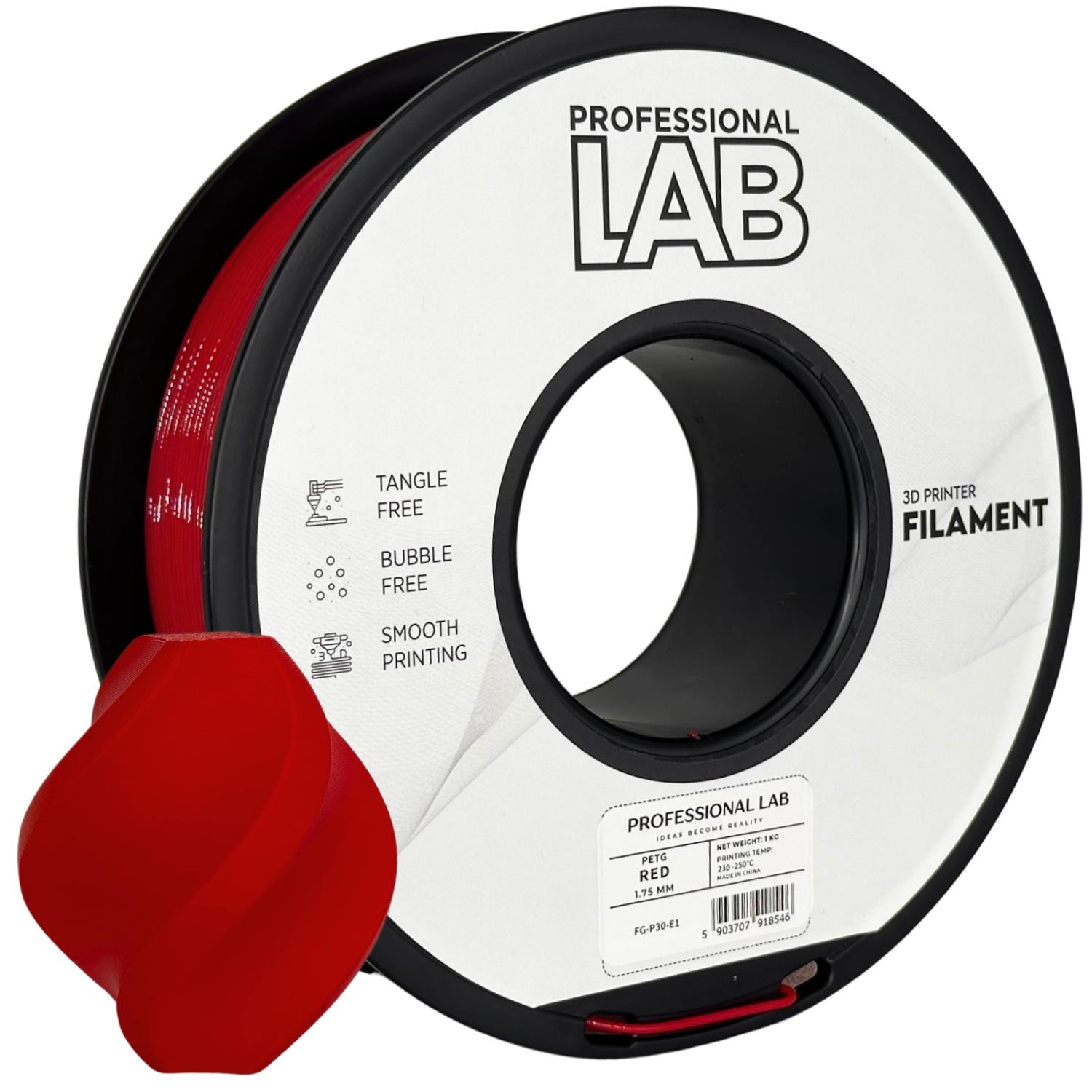 филамент за 3D принтери за принтери и печатащи устройства на 3D print Filament филамент за 3D принтери PETG red 1кг червен PETG red, Prof. Lab. Ниски цени, прецизно изпълнение, високо качество.