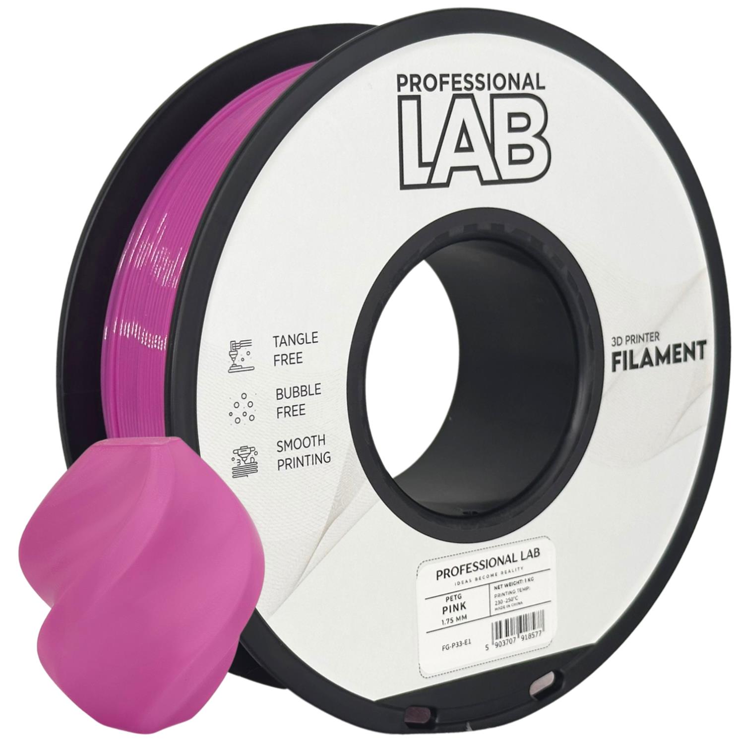 филамент за 3D принтери за принтери и печатащи устройства на 3D print Filament филамент за 3D принтери PETG pink 1кг розов PETG pink, Prof. Lab. Ниски цени, прецизно изпълнение, високо качество.