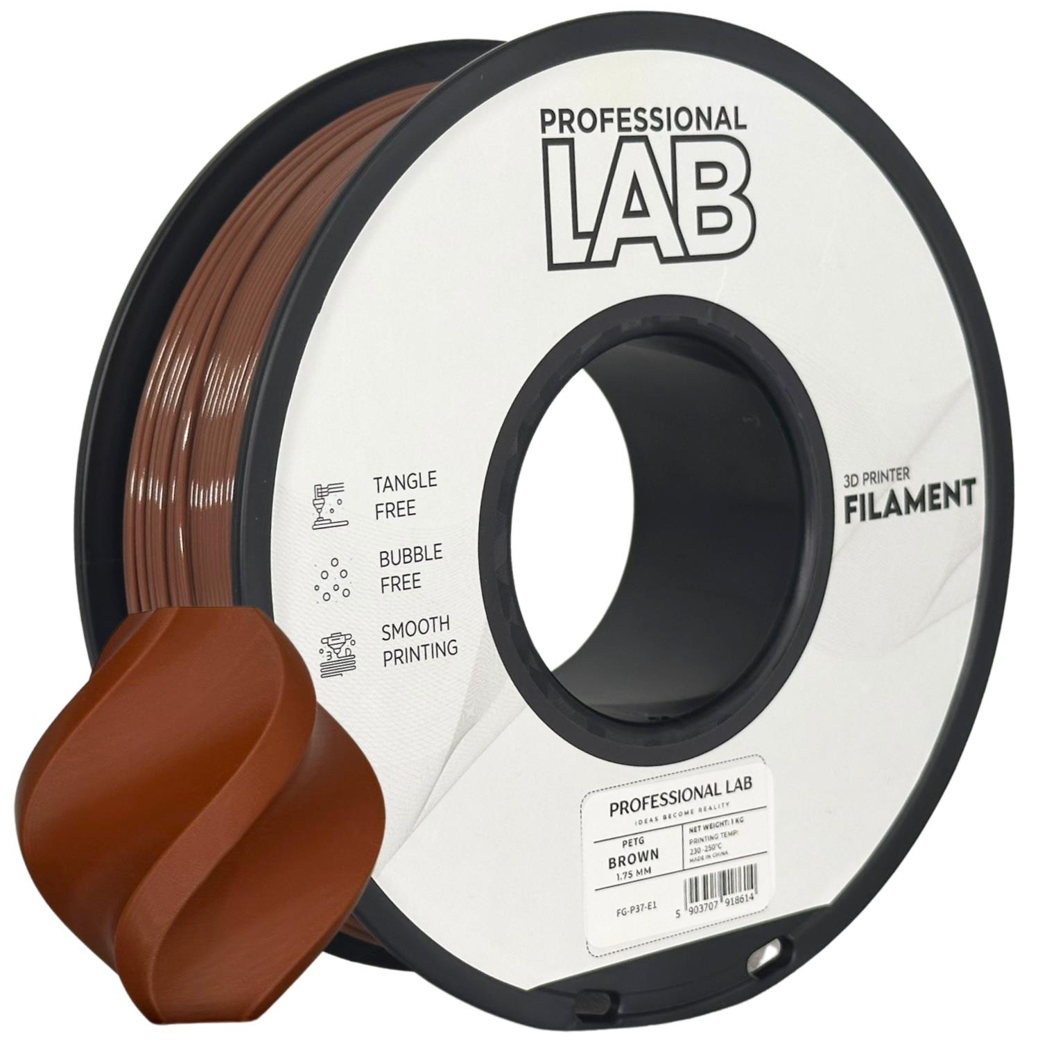 филамент за 3D принтери за принтери и печатащи устройства на 3D print Filament филамент за 3D принтери PETG brown 1кг кафяв PETG brown, Prof. Lab. Ниски цени, прецизно изпълнение, високо качество.