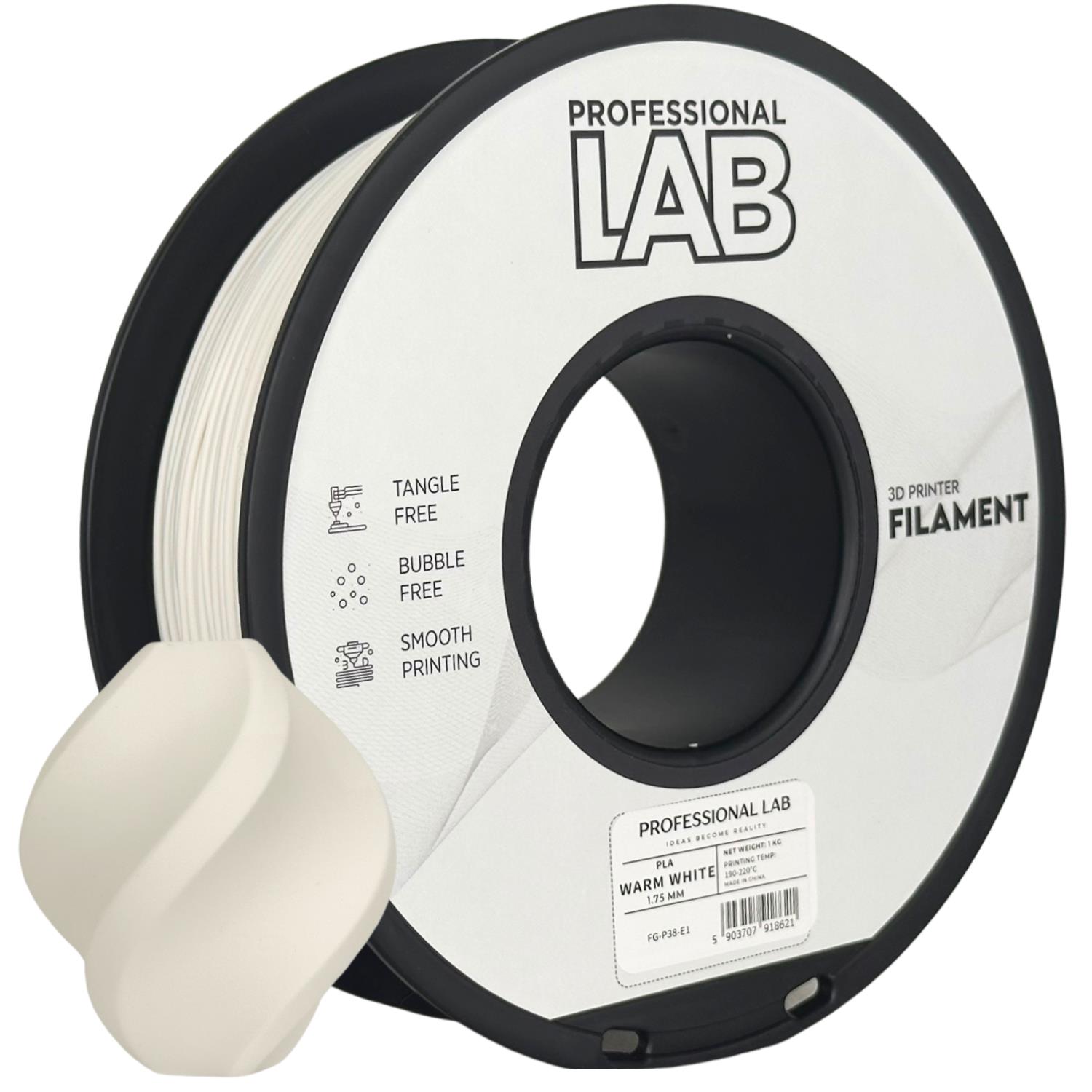 филамент за 3D принтери за принтери и печатащи устройства на 3D print Filament филамент за 3D принтери PLA warm white 1кг топло бяло PLA warm white, Prof. Lab. Ниски цени, прецизно изпълнение, високо качество.