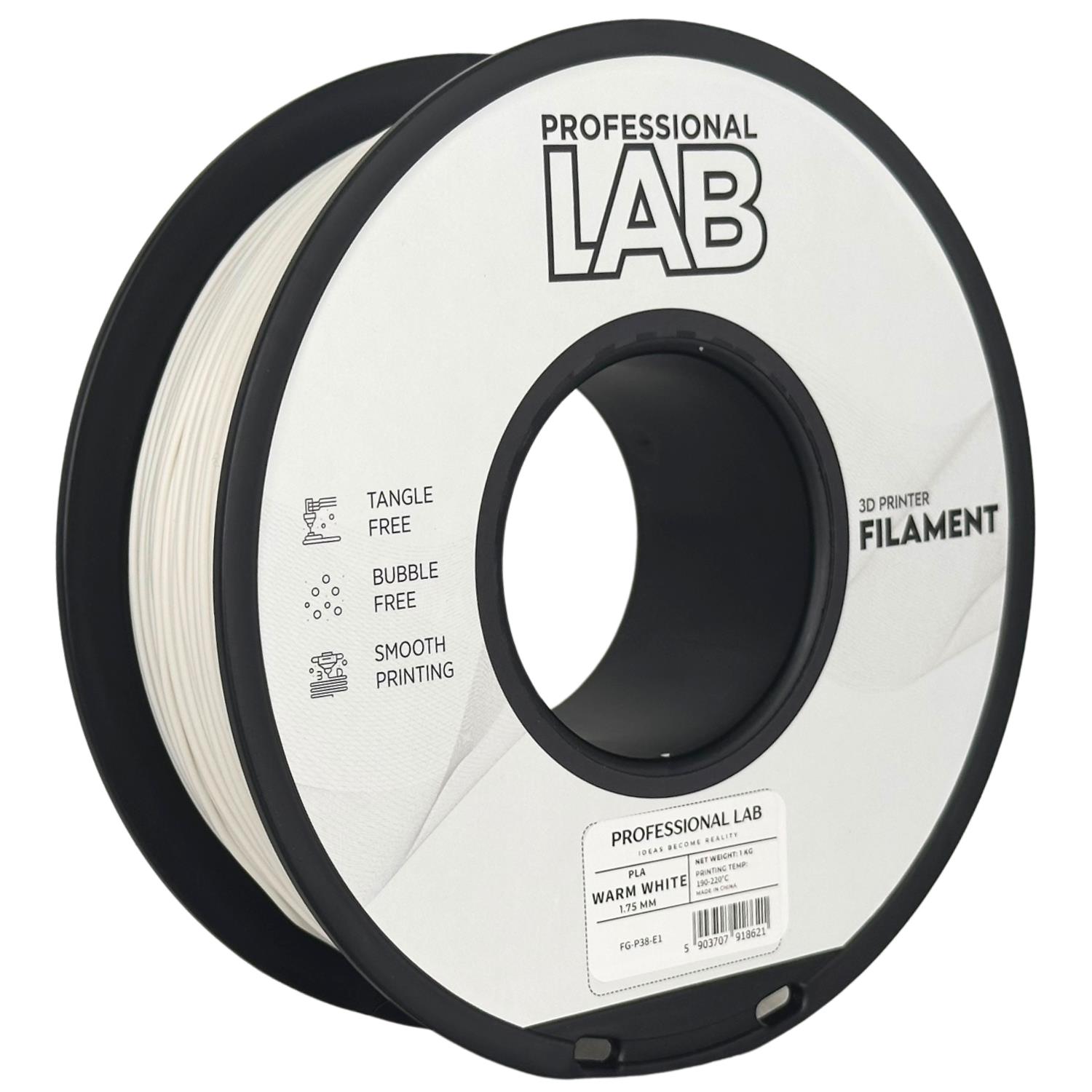 филамент за 3D принтери за принтери и печатащи устройства на 3D print Filament филамент за 3D принтери PLA warm white 1кг топло бяло PLA warm white, Prof. Lab.  цнимка 2.