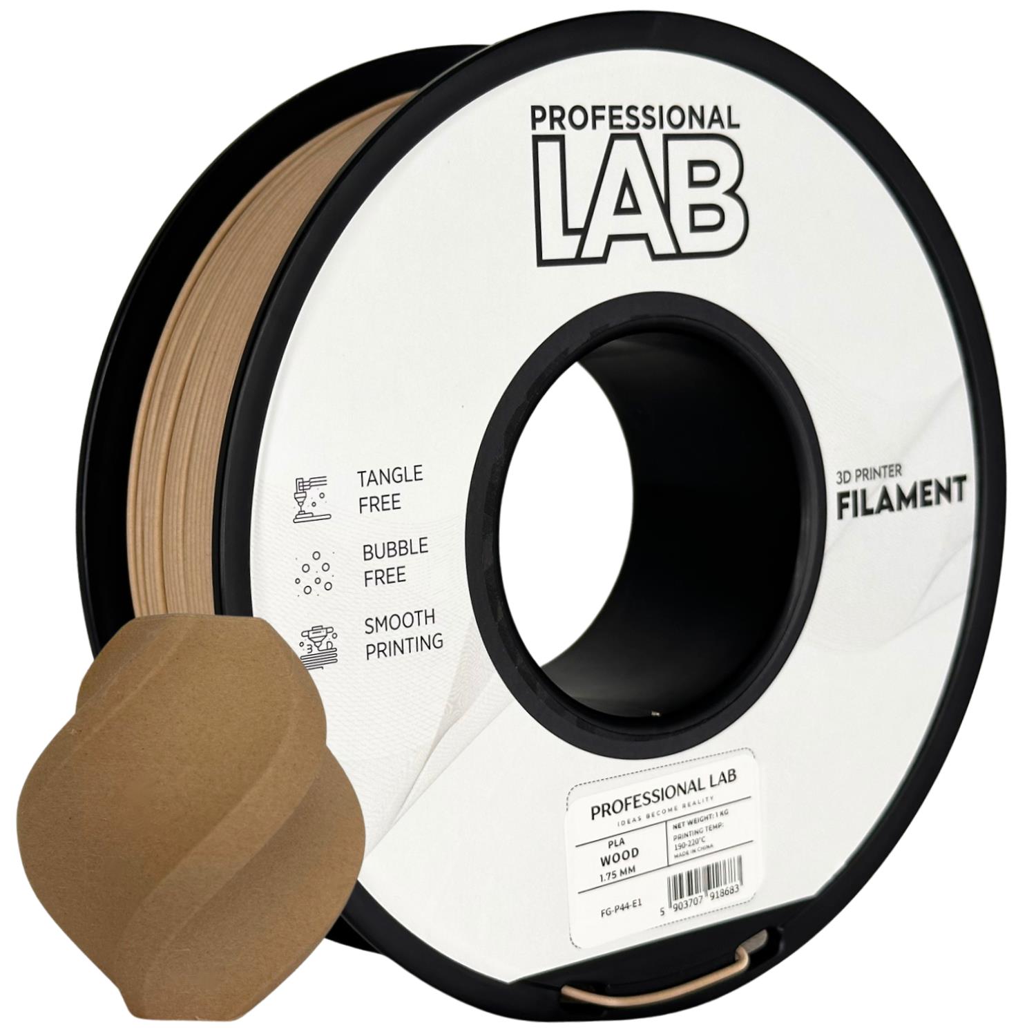 филамент за 3D принтери за принтери и печатащи устройства на 3D print Filament филамент за 3D принтери PLA wood 1кг. дърво PLA wood, Prof. Lab. Ниски цени, прецизно изпълнение, високо качество.
