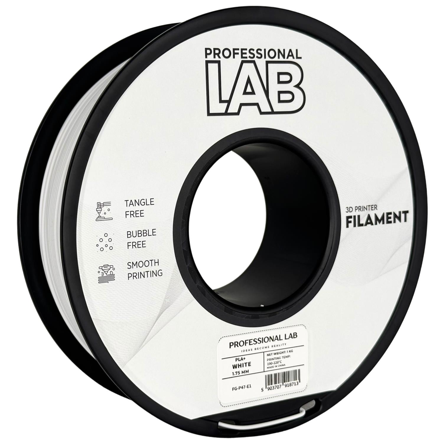 филамент за 3D принтери за принтери и печатащи устройства на 3D print Filament филамент за 3D принтери PLA+ white 1кг бял PLA+ white, Prof. Lab.  цнимка 2.
