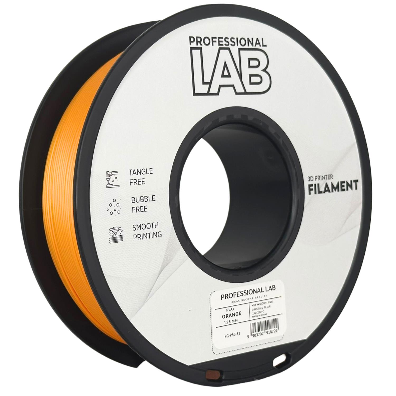филамент за 3D принтери за принтери и печатащи устройства на 3D print Filament филамент за 3D принтери PLA+ orange 1кг. оранжев PLA+ orange, Prof. Lab. Ниски цени, прецизно изпълнение, високо качество.