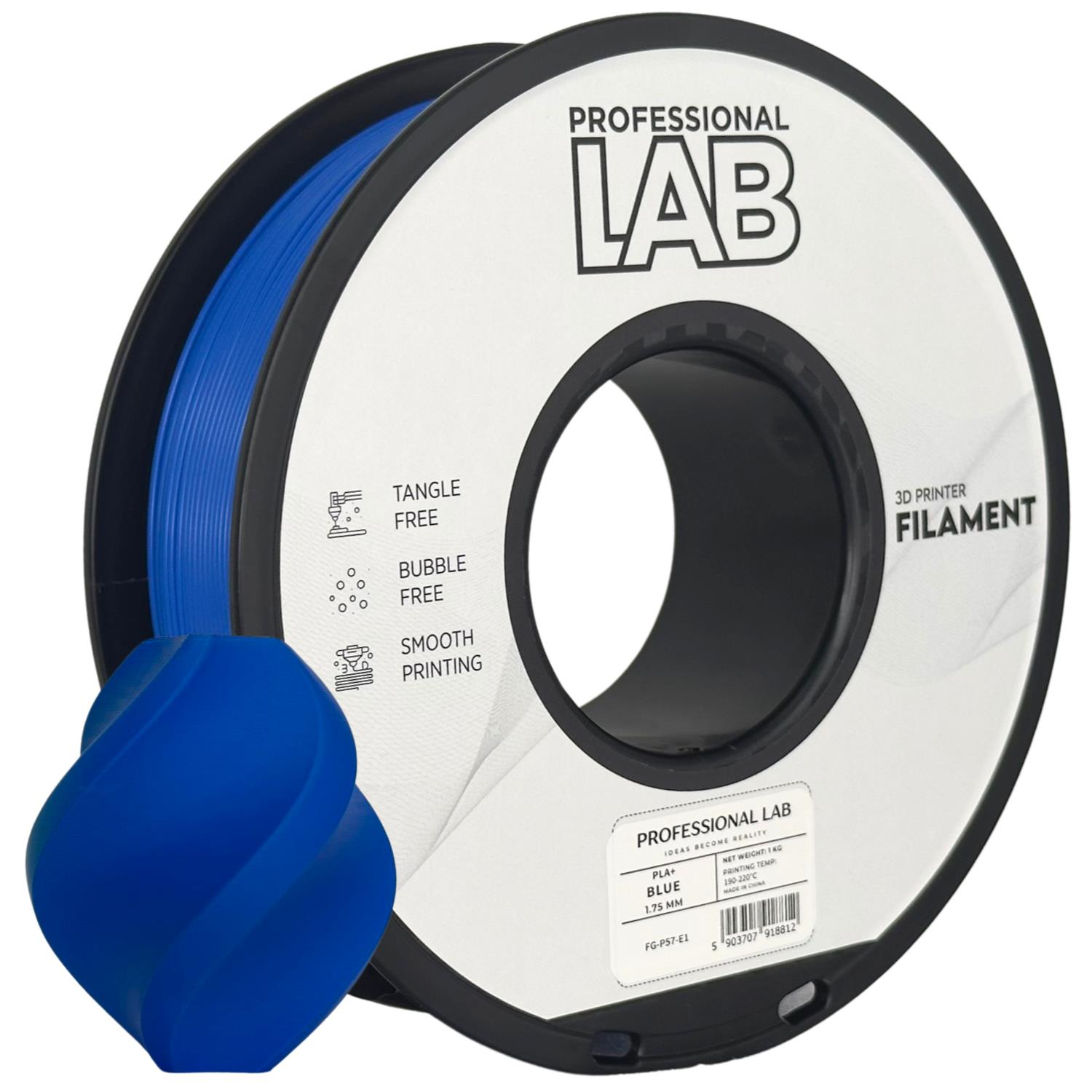 филамент за 3D принтери за принтери и печатащи устройства на 3D print Filament филамент за 3D принтери PLA+ blue 1кг. син PLA+ blue, Prof. Lab. Ниски цени, прецизно изпълнение, високо качество.