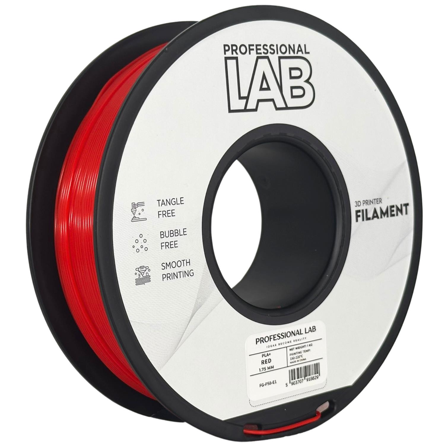филамент за 3D принтери за принтери и печатащи устройства на 3D print Filament филамент за 3D принтери PLA+ red 1кг. червен PLA+ red, Prof. Lab.  цнимка 2.
