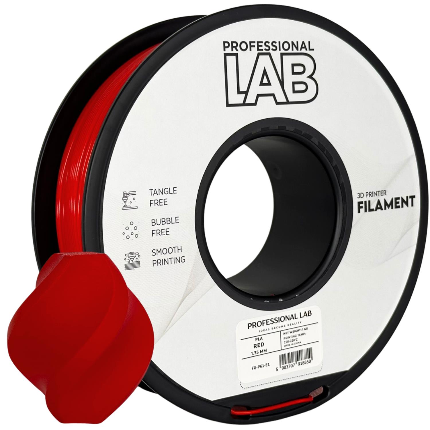 филамент за 3D принтери за принтери и печатащи устройства на 3D print Filament филамент за 3D принтери PLA red 1кг. червен PLA red, Prof. Lab. Ниски цени, прецизно изпълнение, високо качество.