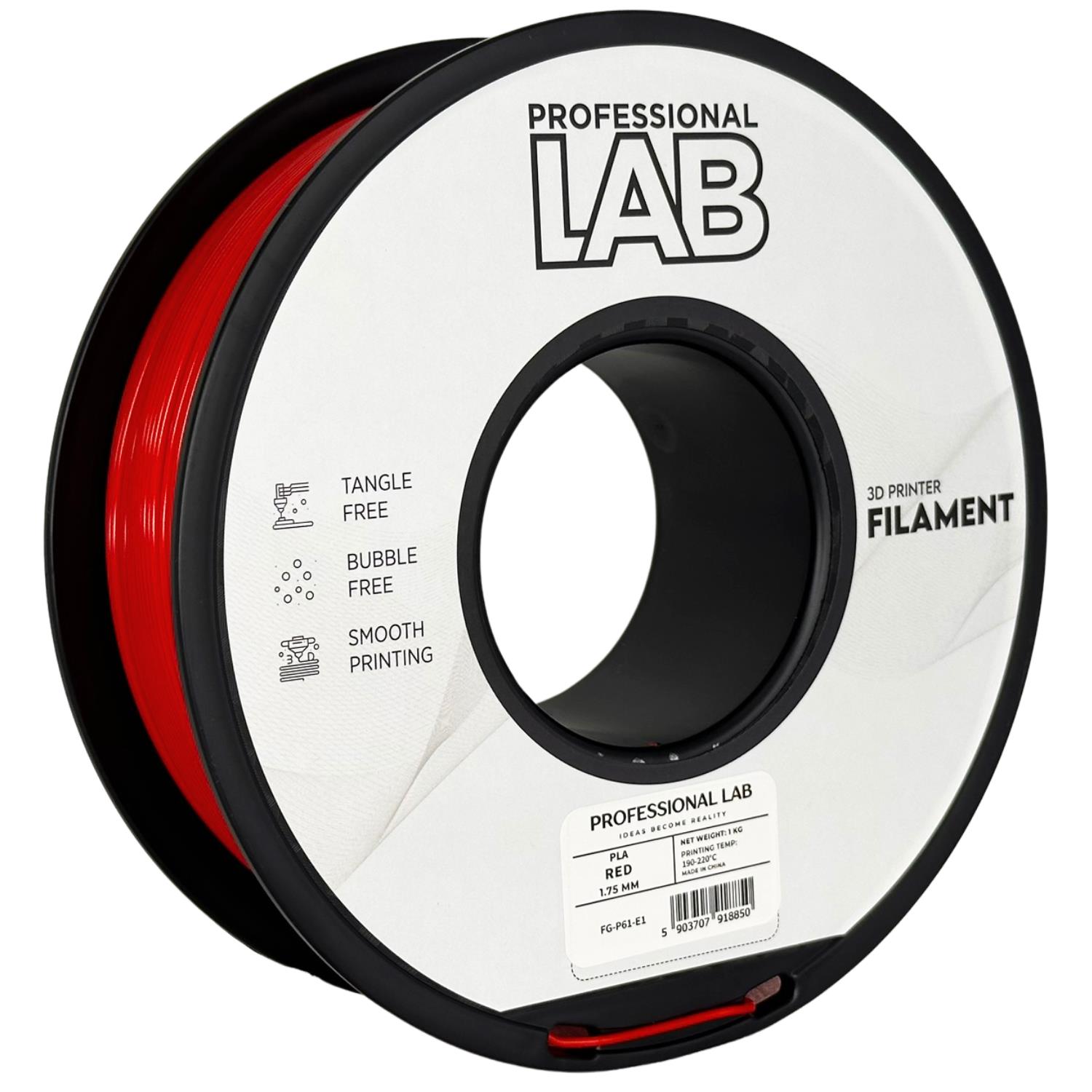 филамент за 3D принтери за принтери и печатащи устройства на 3D print Filament филамент за 3D принтери PLA red 1кг. червен PLA red, Prof. Lab.  цнимка 2.