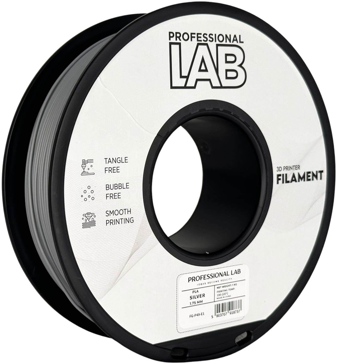 филамент за 3D принтери за принтери и печатащи устройства на 3D print Filament филамент за 3D принтери PLA silver 1кг. сребърен PLA silver, Prof. Lab.  цнимка 3.