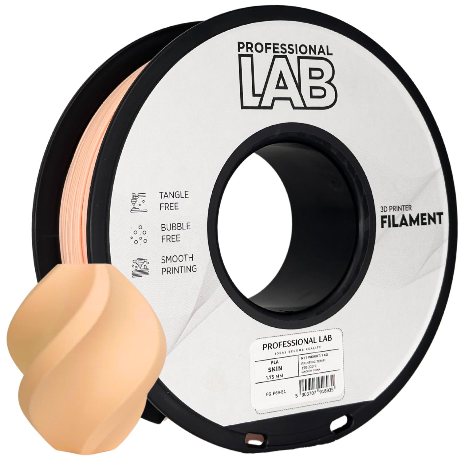филамент за 3D принтери за принтери и печатащи устройства на 3D print Filament филамент за 3D принтери PLA skin 1кг. телесен PLA skin, Prof. Lab. Ниски цени, прецизно изпълнение, високо качество.