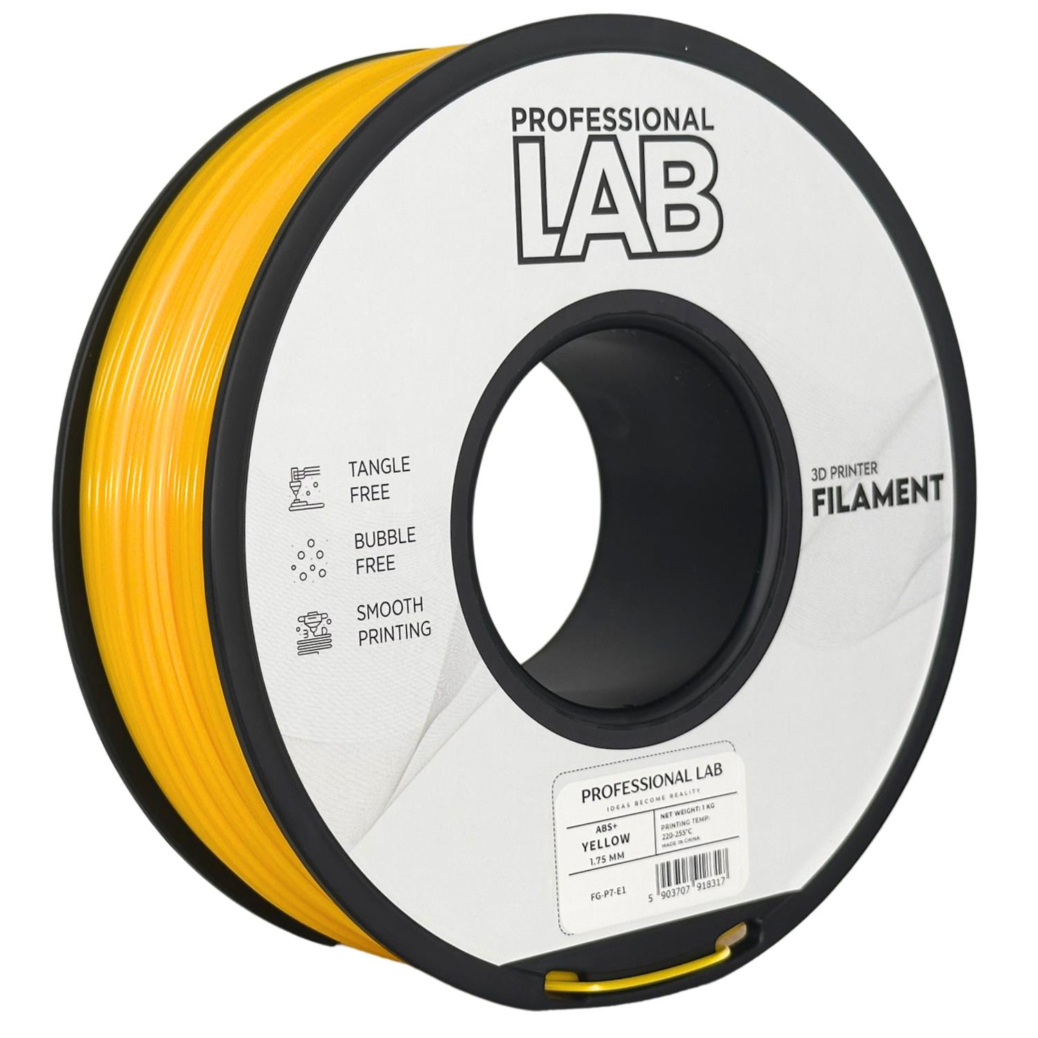 филамент за 3D принтери за принтери и печатащи устройства на 3D print Filament филамент за 3D принтери ABS+ жълт 1кг yellow ABS+ yellow, Prof. Lab. Ниски цени, прецизно изпълнение, високо качество.