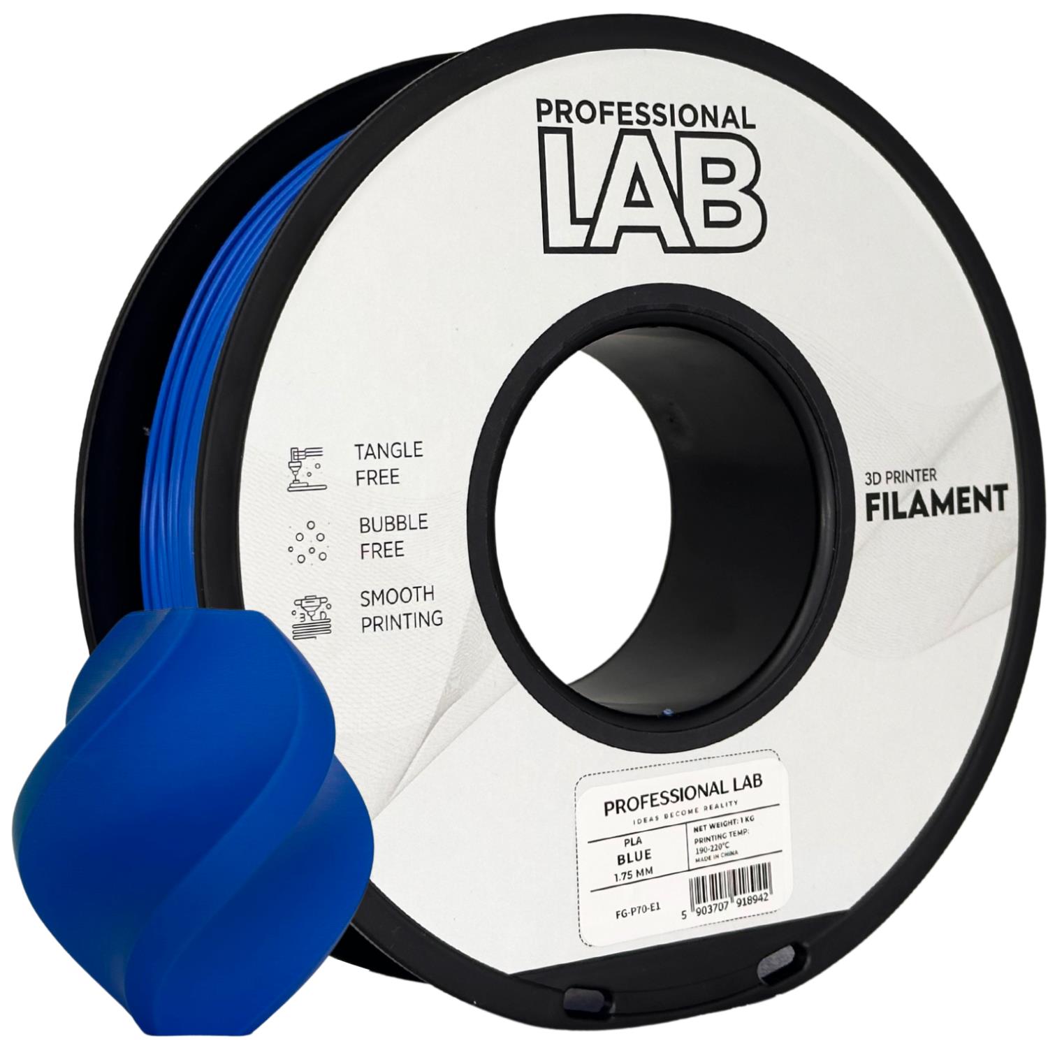филамент за 3D принтери за принтери и печатащи устройства на 3D print Filament филамент за 3D принтери PLA blue 1 кг. син PLA blue, Prof. Lab. Ниски цени, прецизно изпълнение, високо качество.