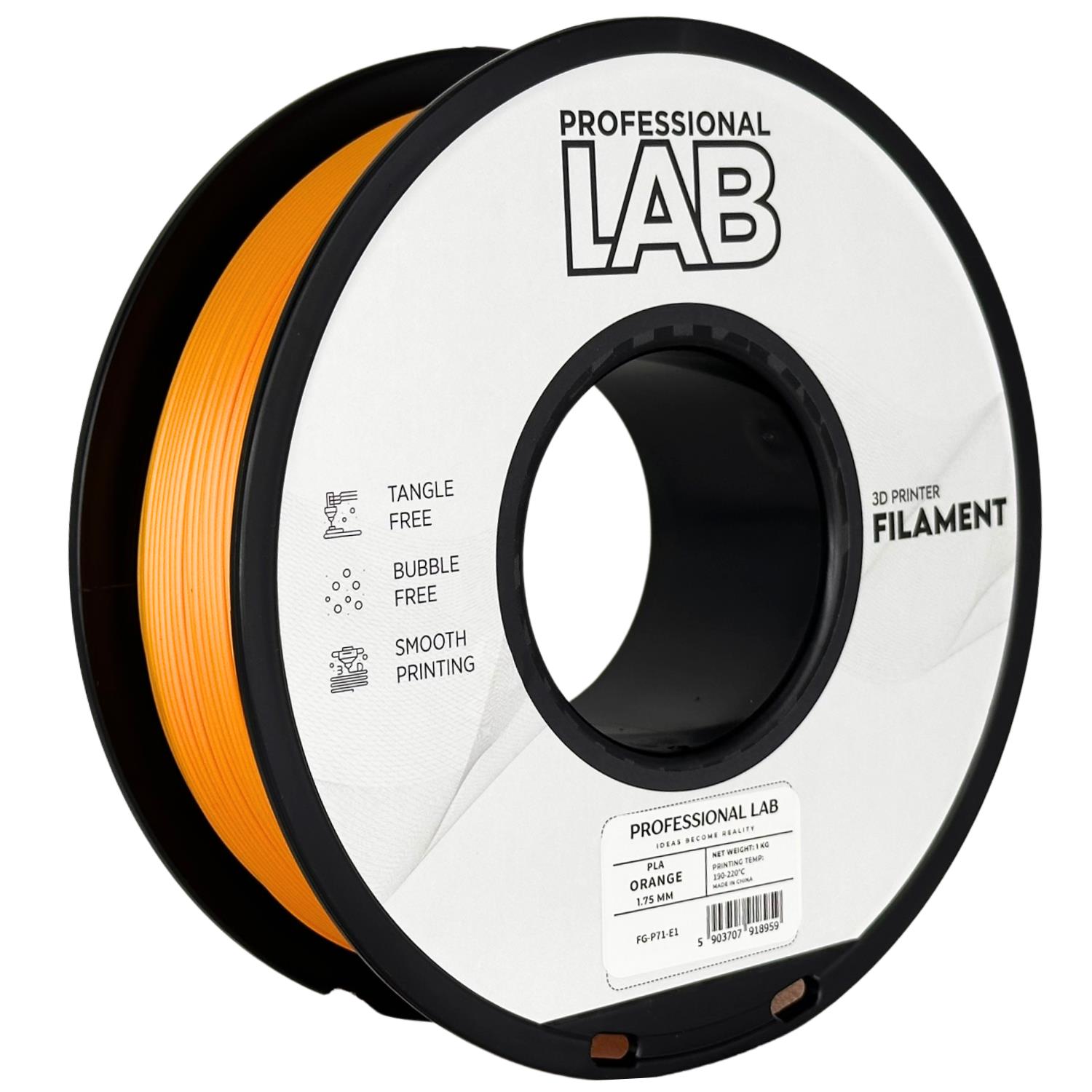 филамент за 3D принтери за принтери и печатащи устройства на 3D print Filament филамент за 3D принтери PLA orange 1кг оранжев PLA orange, Prof. Lab. Ниски цени, прецизно изпълнение, високо качество.