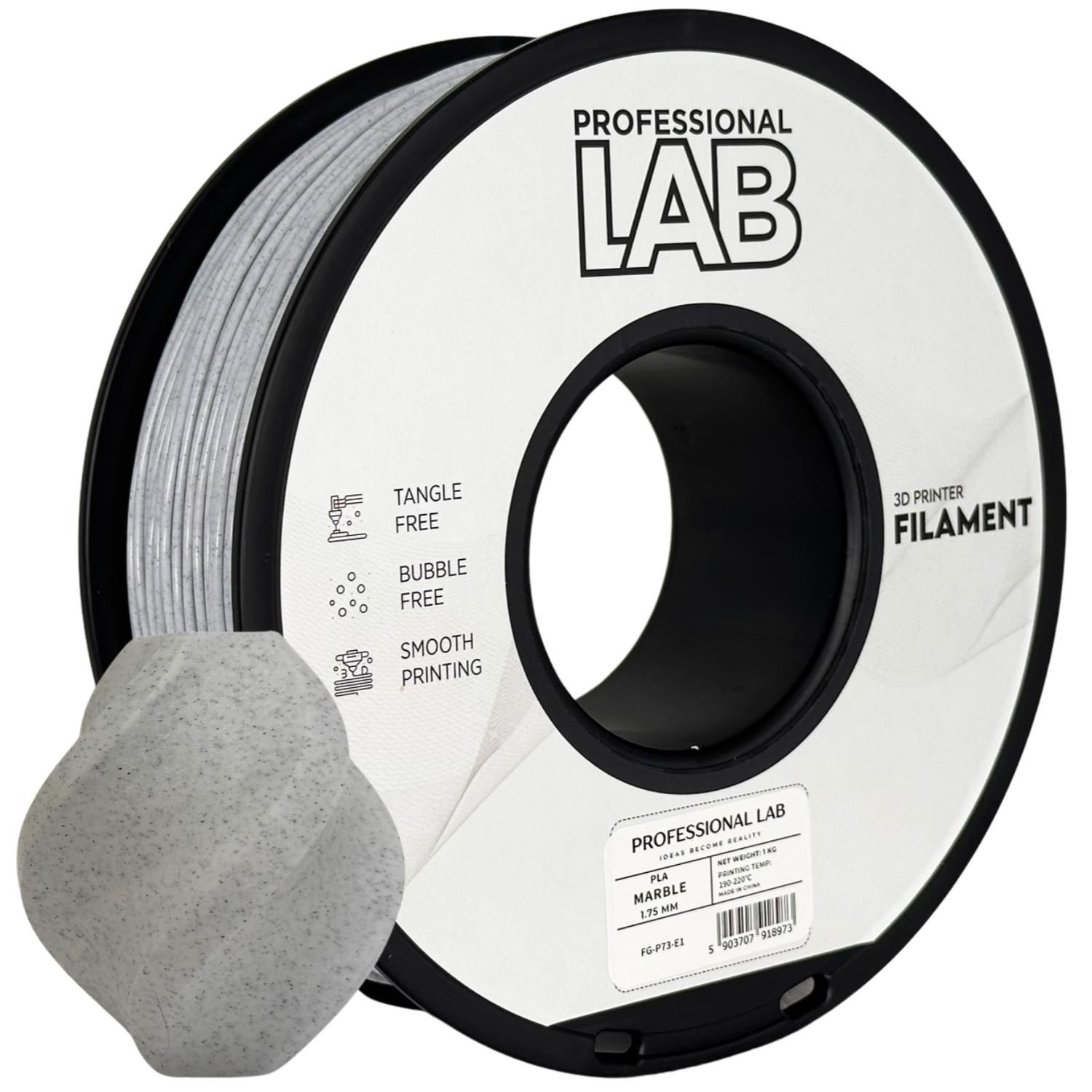 филамент за 3D принтери за принтери и печатащи устройства на 3D print Filament филамент за 3D принтери PLA marble 1кг. мрамор PLA marble, Prof. Lab. Ниски цени, прецизно изпълнение, високо качество.