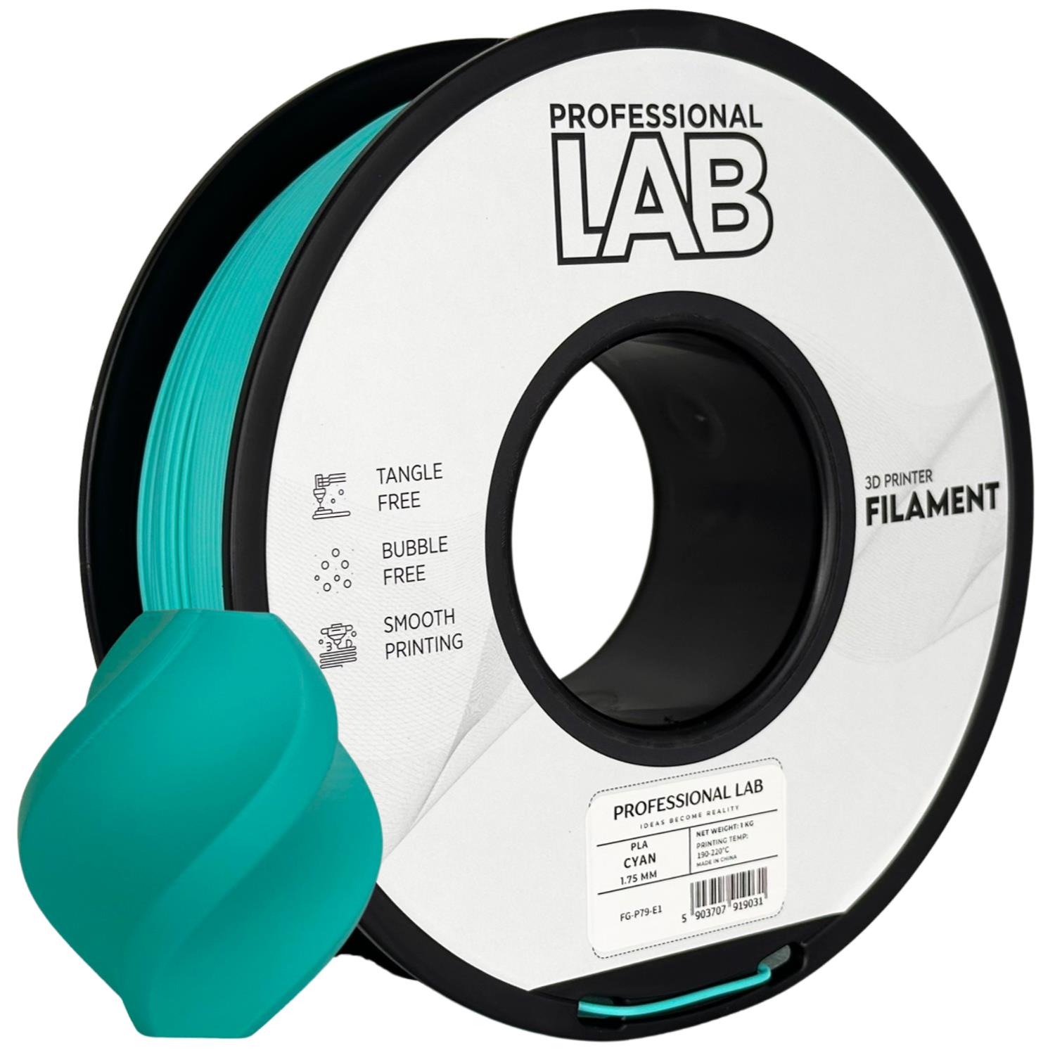 филамент за 3D принтери за принтери и печатащи устройства на 3D print Filament филамент за 3D принтери PLA cyan 1кг. циан PLA cyan, Prof. Lab. Ниски цени, прецизно изпълнение, високо качество.