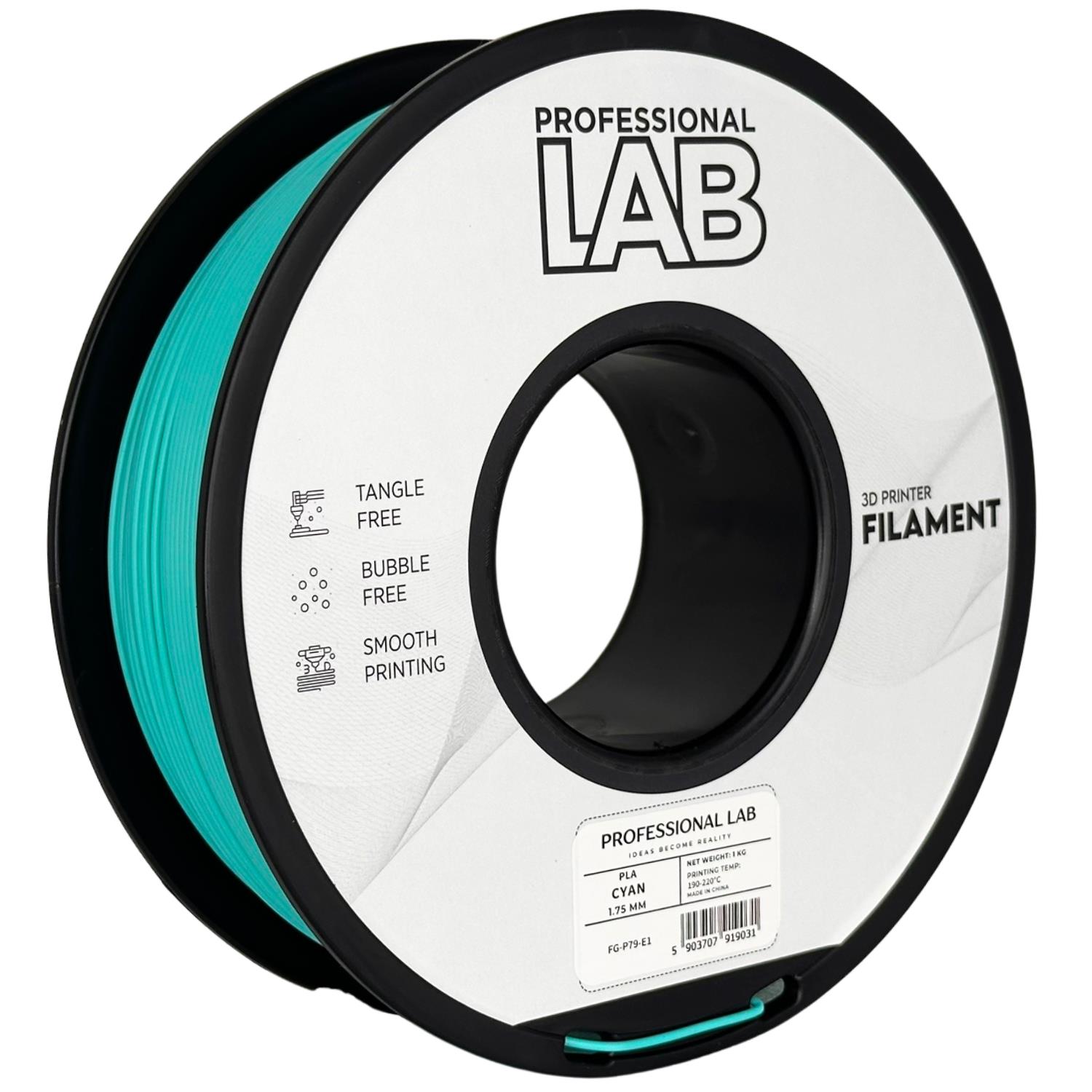филамент за 3D принтери за принтери и печатащи устройства на 3D print Filament филамент за 3D принтери PLA cyan 1кг. циан PLA cyan, Prof. Lab.  цнимка 2.