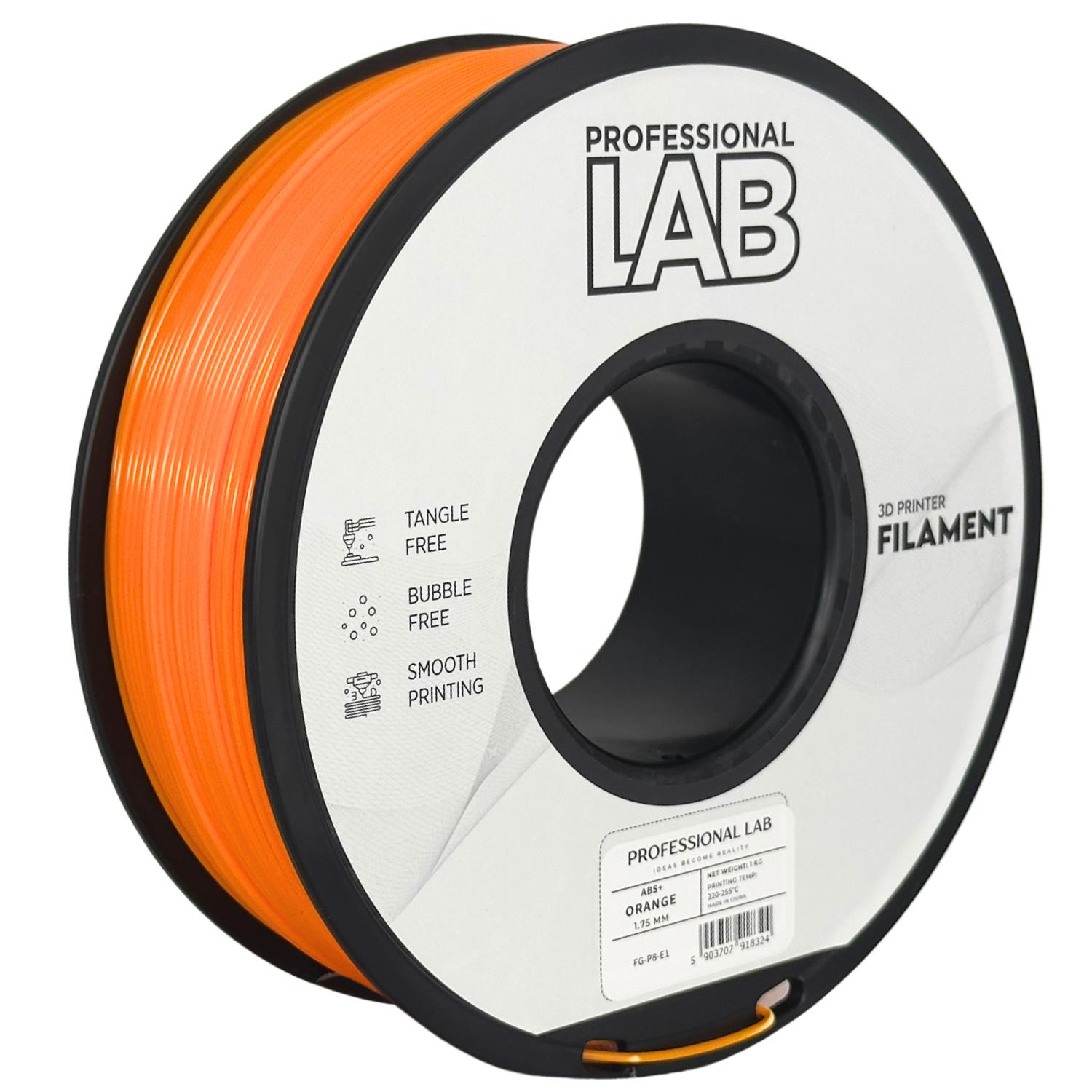 филамент за 3D принтери за принтери и печатащи устройства на 3D print Filament филамент за 3D принтери ABS+ 1кг, оранжев, orange ABS+ orange, Prof. Lab. Ниски цени, прецизно изпълнение, високо качество.