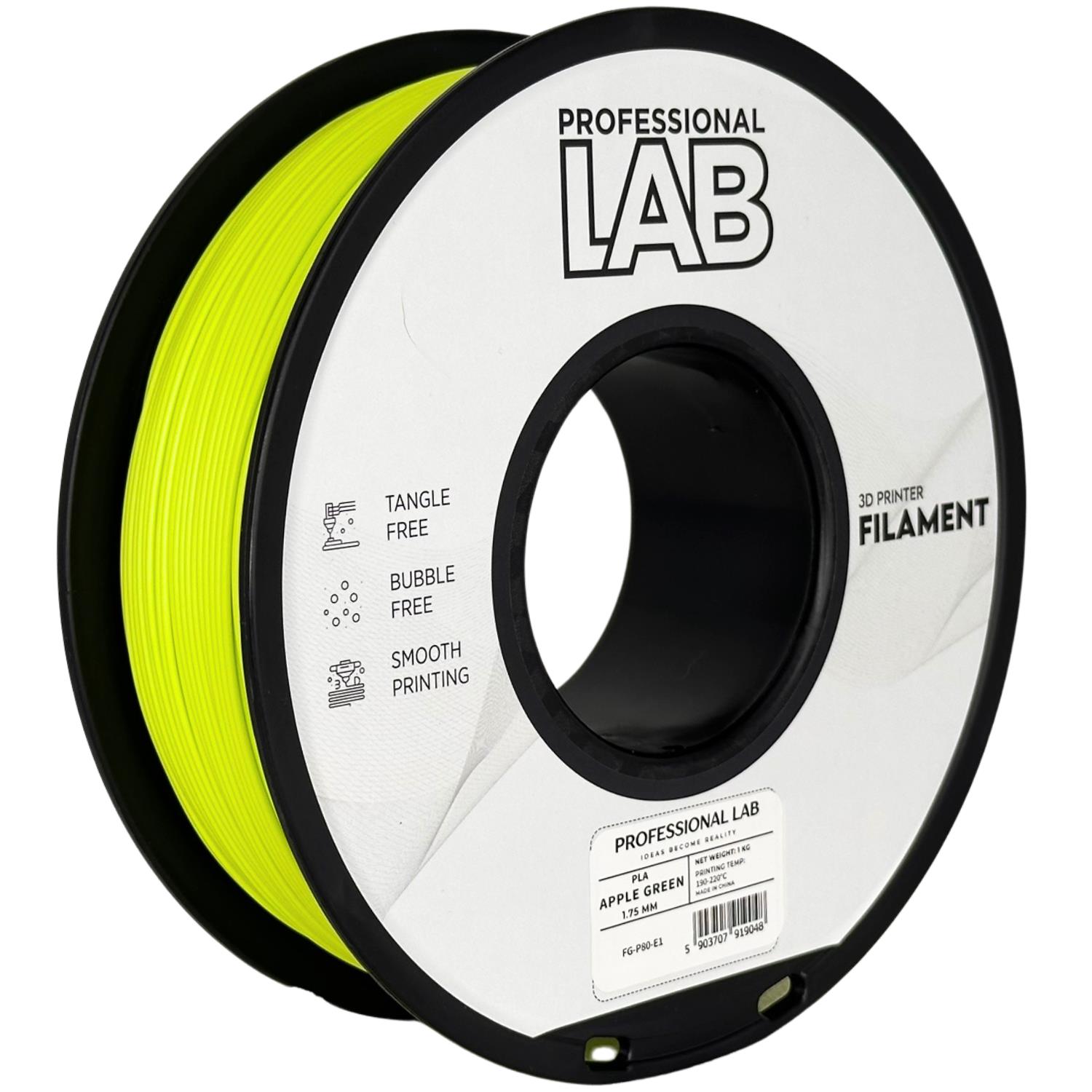 филамент за 3D принтери за принтери и печатащи устройства на 3D print Filament филамент за 3D принтери PLA apple green 1кг. ябълково зелено PLA apple green, Prof. Lab.  цнимка 2.