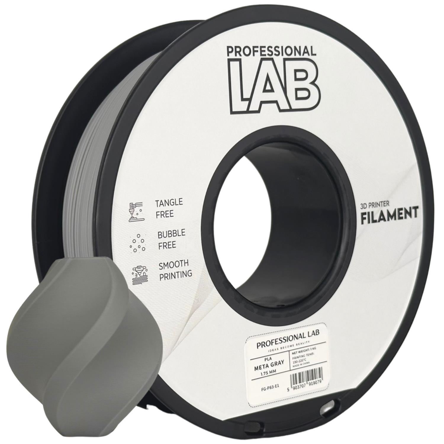 филамент за 3D принтери за принтери и печатащи устройства на 3D print Filament филамент за 3D принтери PLA meta gray 1кг. сив PLA meta gray, Prof. Lab. Ниски цени, прецизно изпълнение, високо качество.