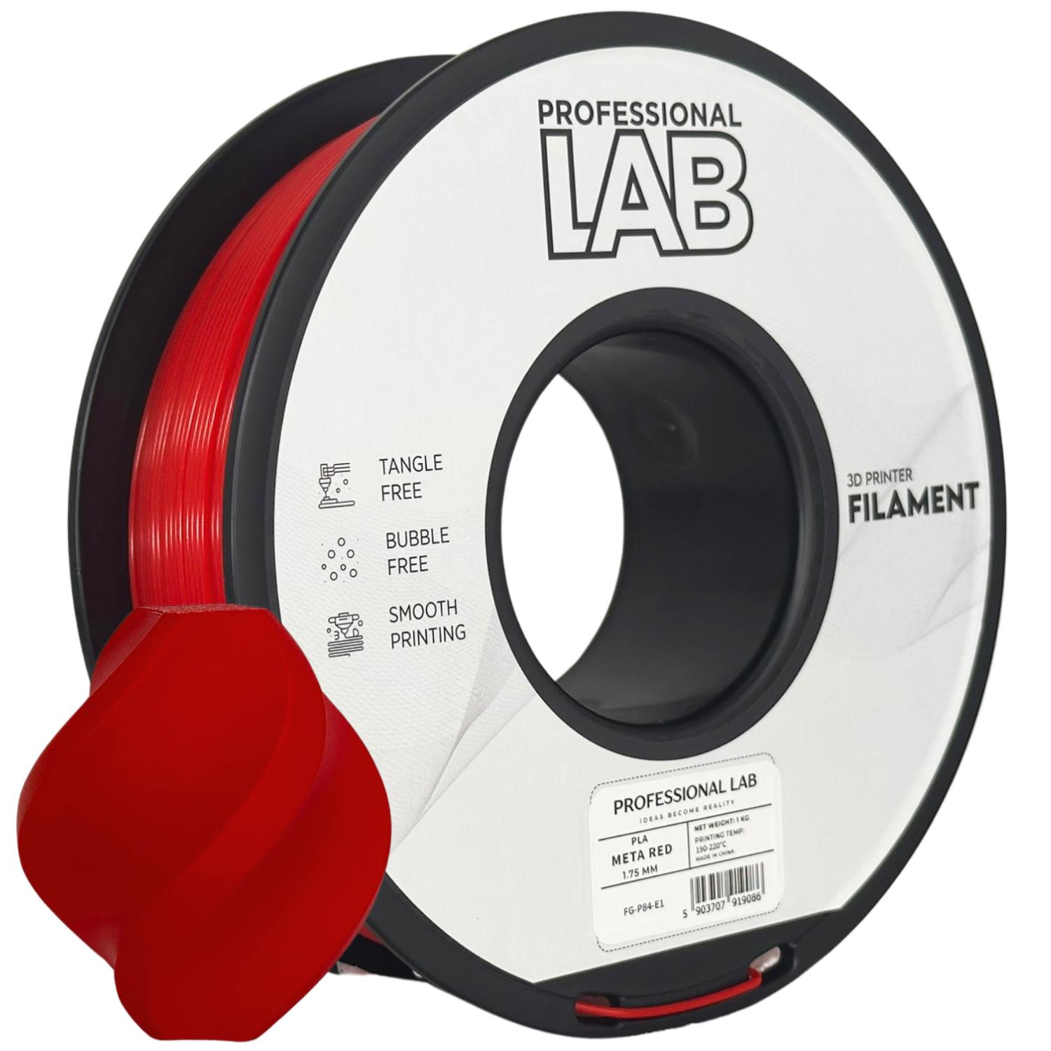 филамент за 3D принтери за принтери и печатащи устройства на 3D print Filament филамент за 3D принтери PLA meta red 1кг мета червено PLA meta red, Prof. Lab. Ниски цени, прецизно изпълнение, високо качество.