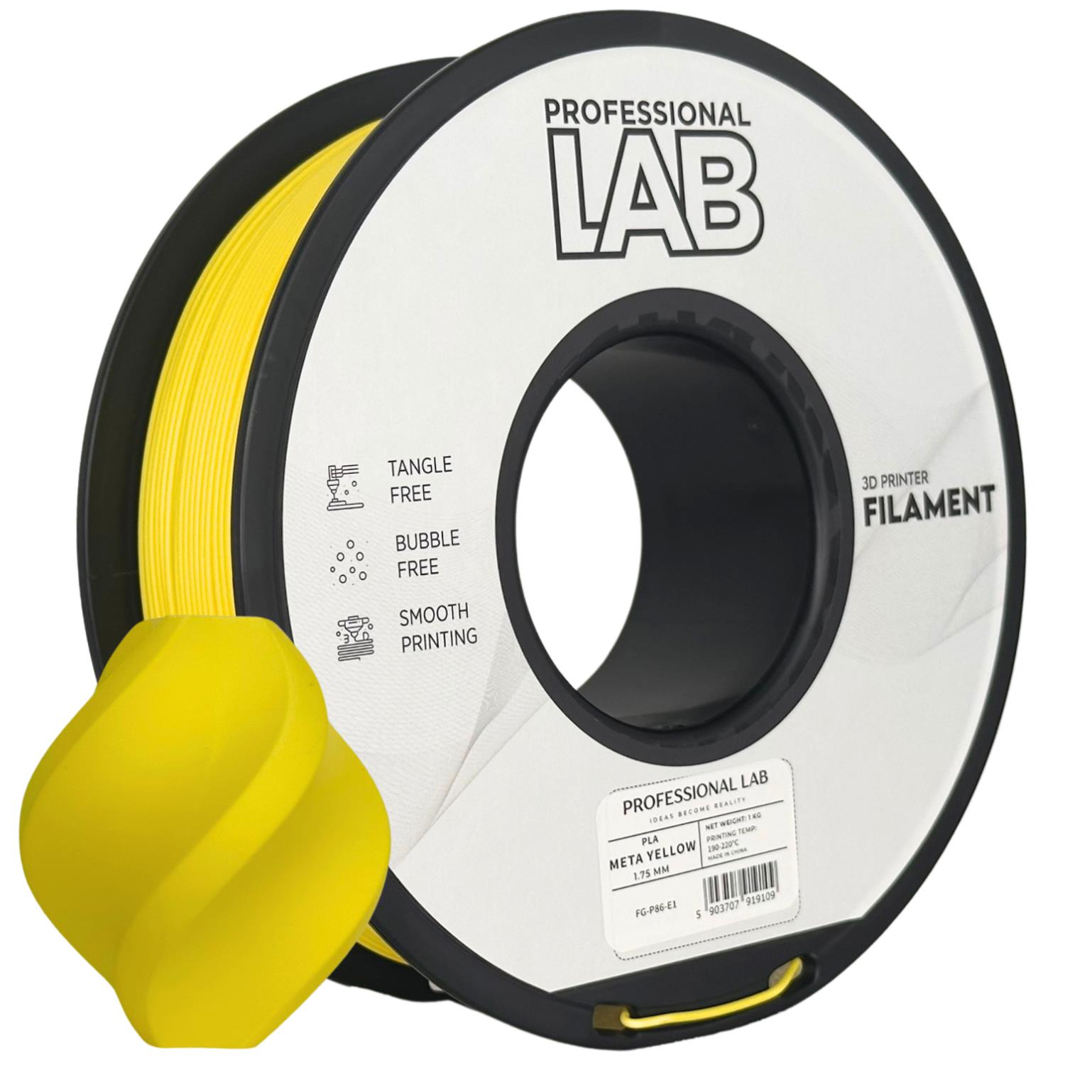 филамент за 3D принтери за принтери и печатащи устройства на 3D print Filament филамент за 3D принтери PLA meta yellow 1кг. жълт PLA meta yellow, Prof. Lab. Ниски цени, прецизно изпълнение, високо качество.
